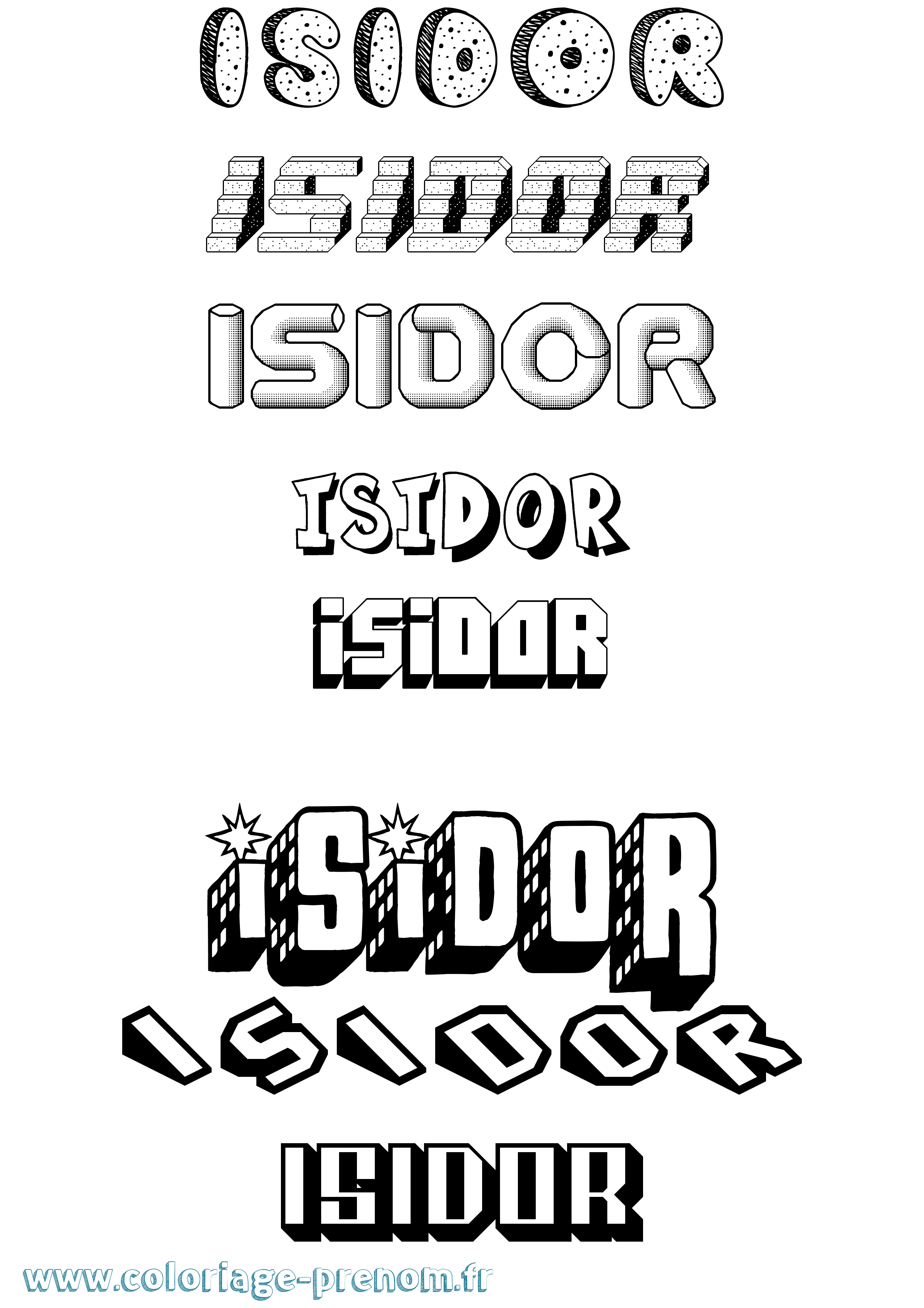 Coloriage Isidor Effet 3D Coloriage prénom Isidor Effet 3D