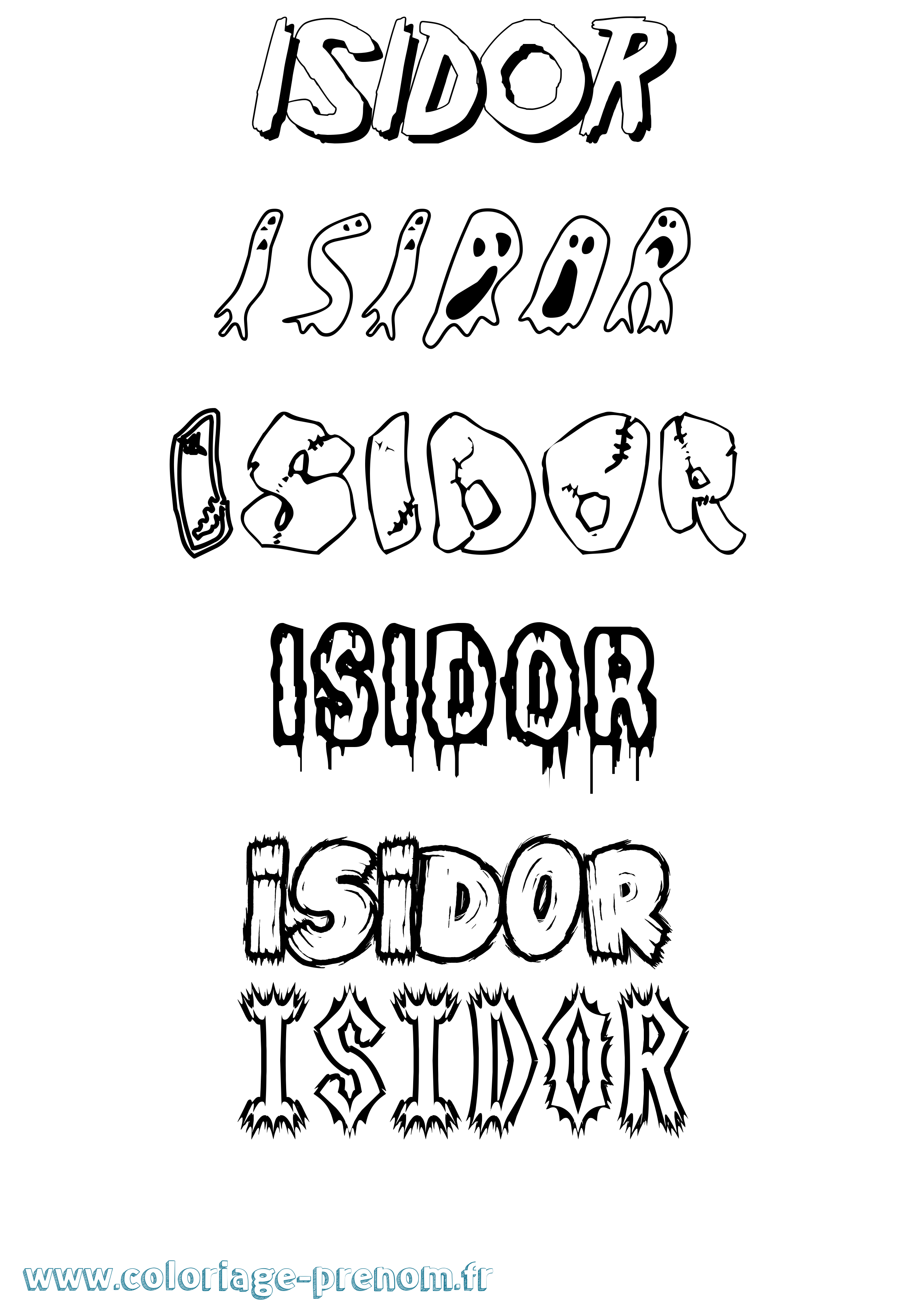 Coloriage prénom Isidor Frisson