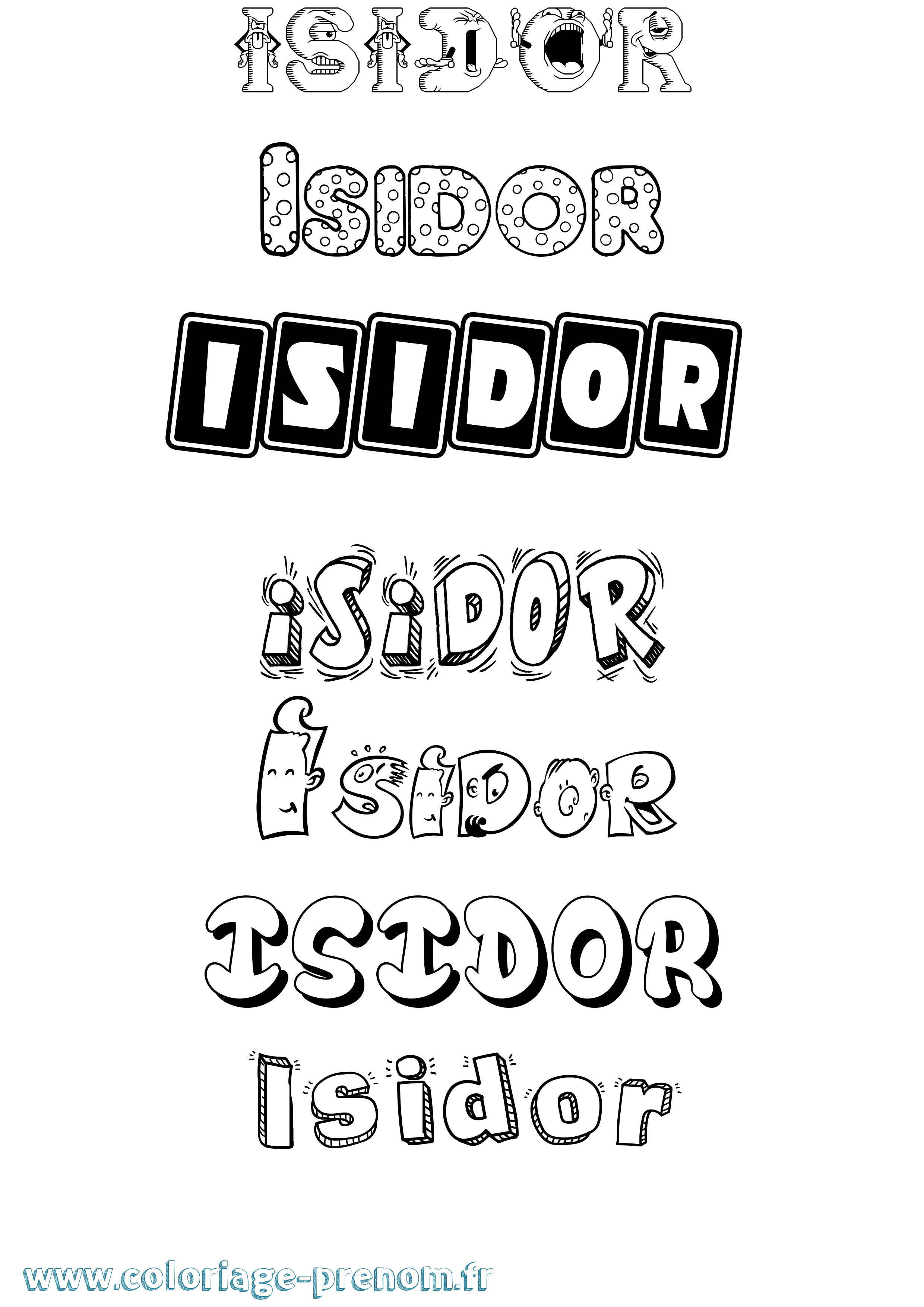 Coloriage prénom Isidor Fun