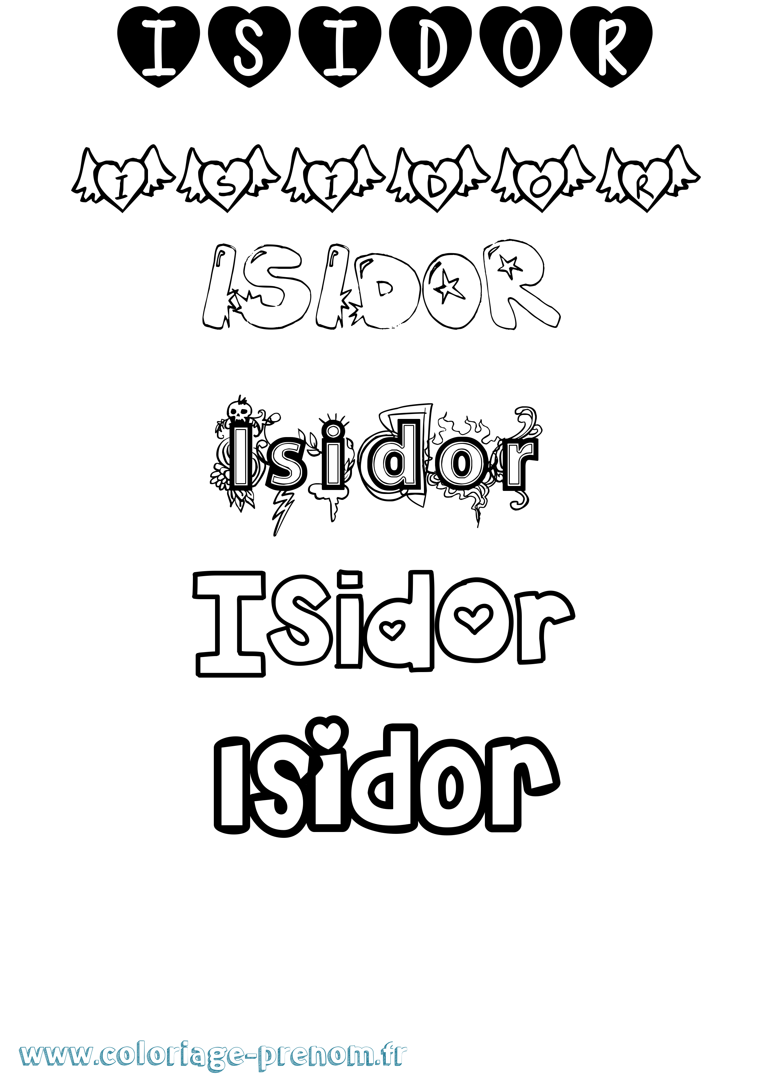 Coloriage Isidor Girly Coloriage prénom Isidor Girly