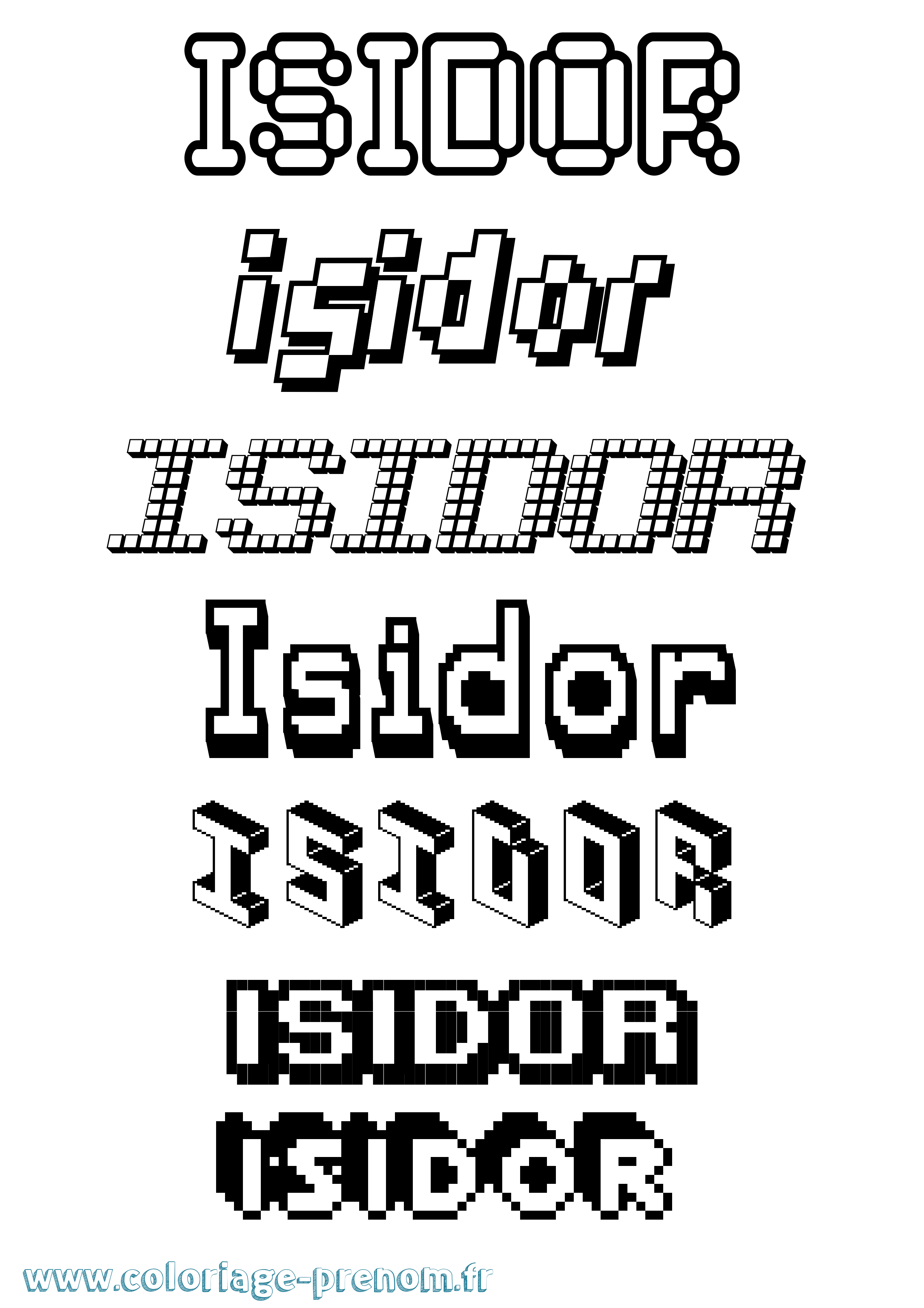 Coloriage prénom Isidor Pixel