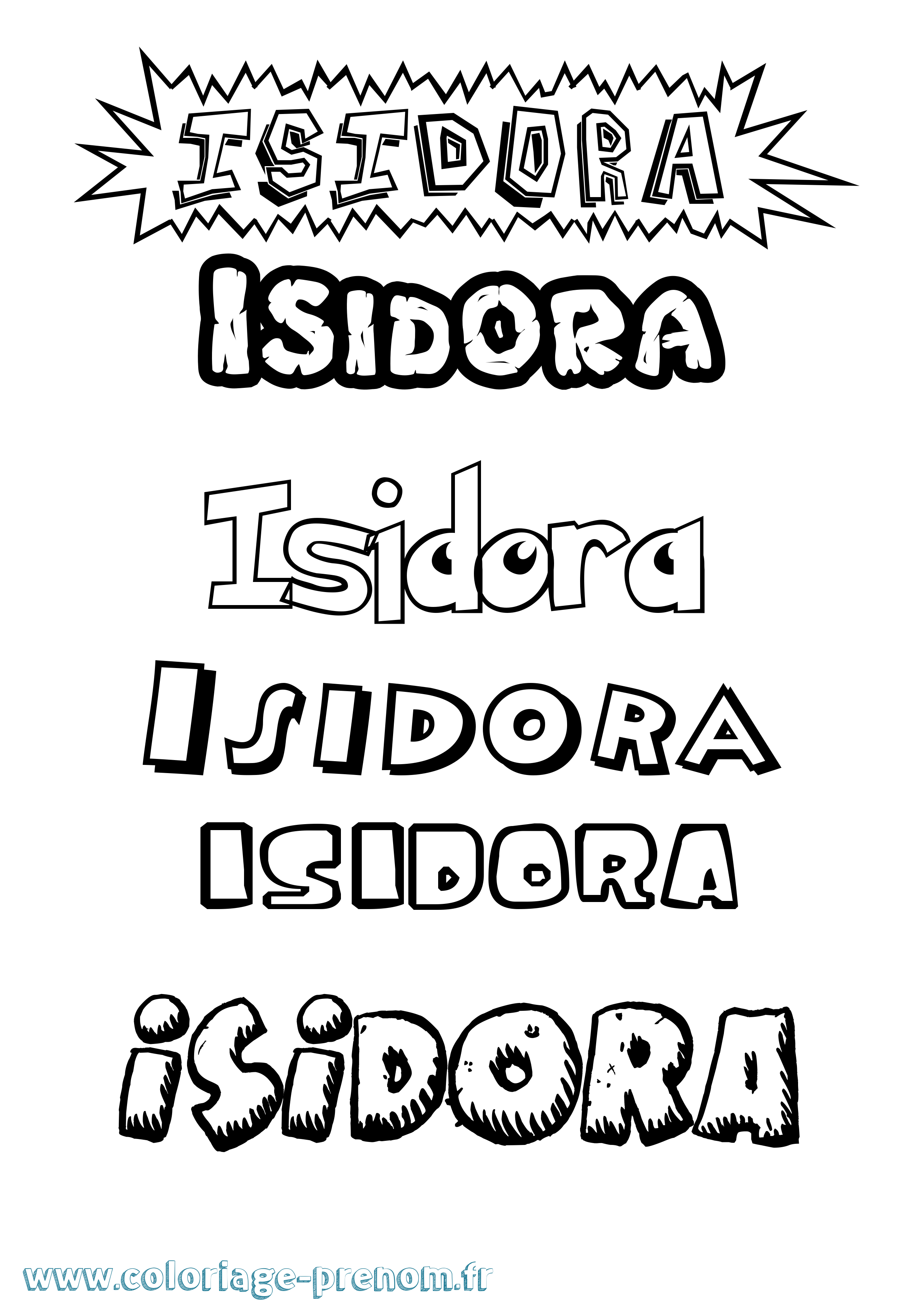 Coloriage Isidora Dessin Animé Coloriage prénom Isidora Dessin Animé