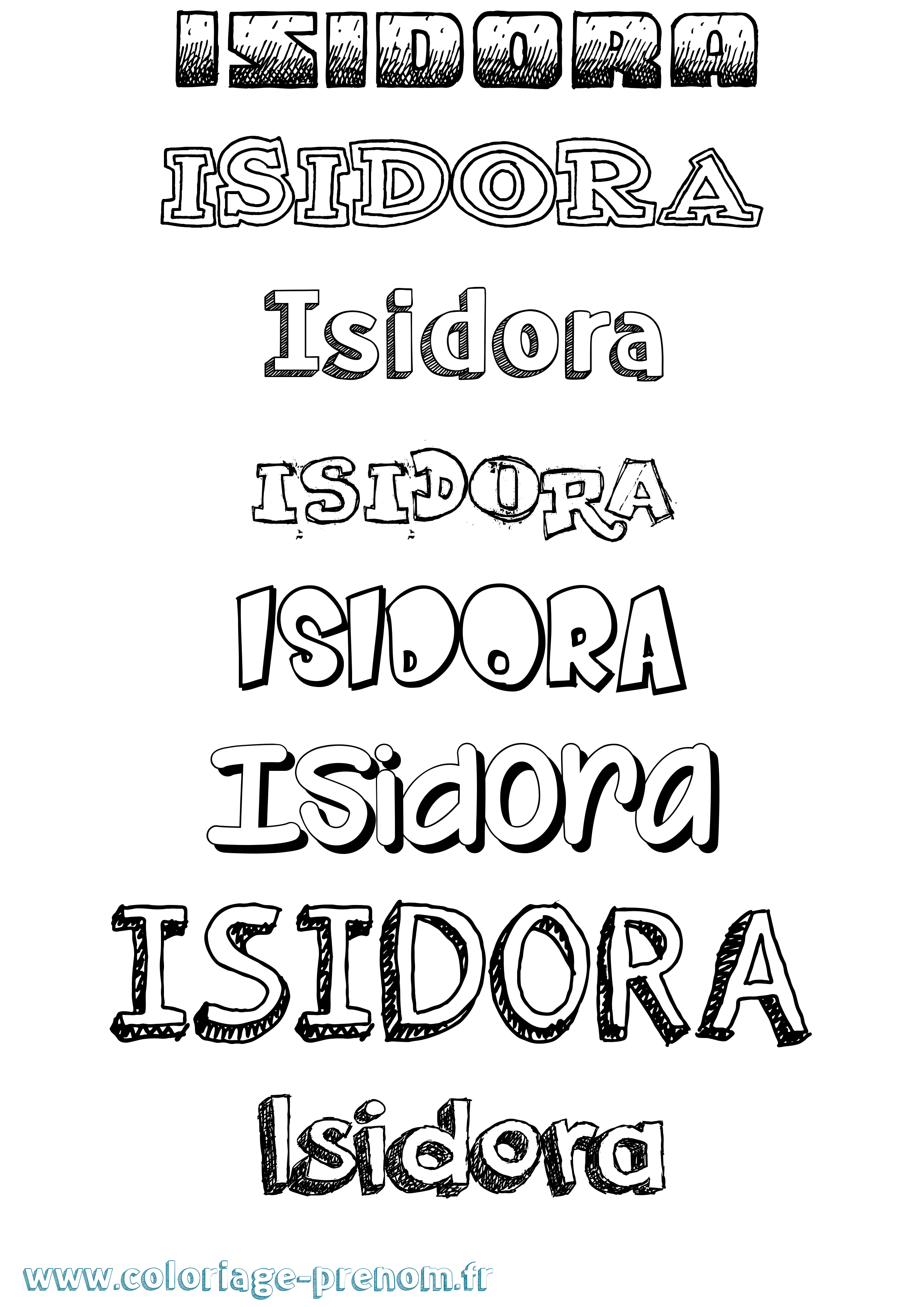 Coloriage Isidora Dessiné Coloriage prénom Isidora Dessiné