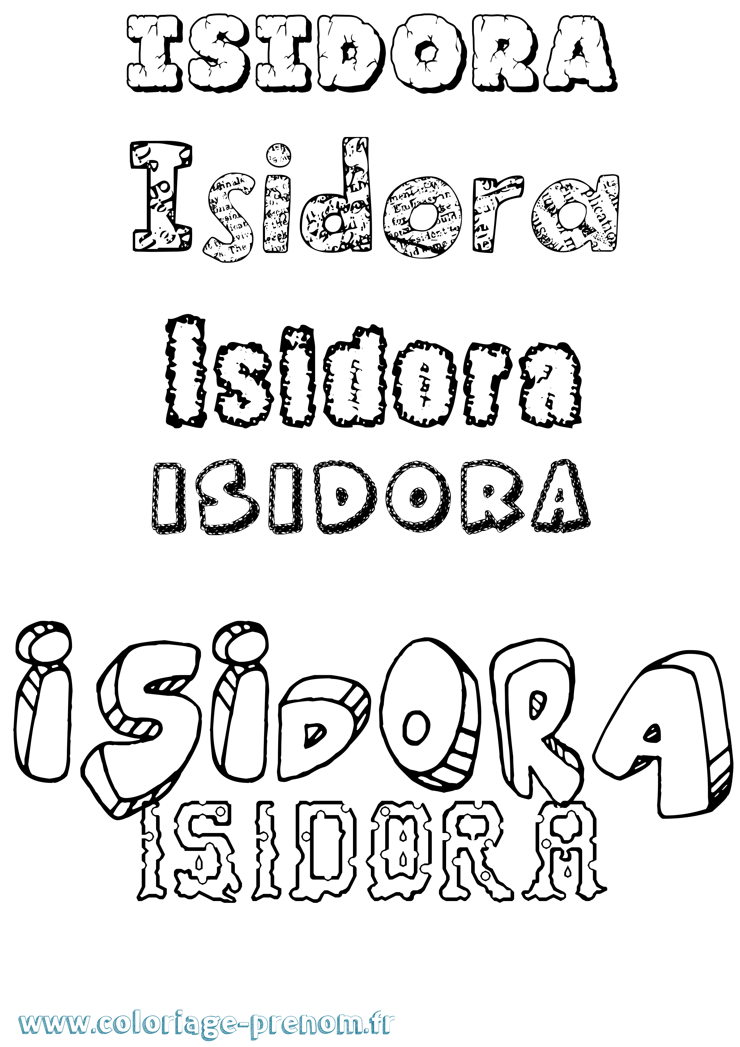 Coloriage prénom Isidora Destructuré