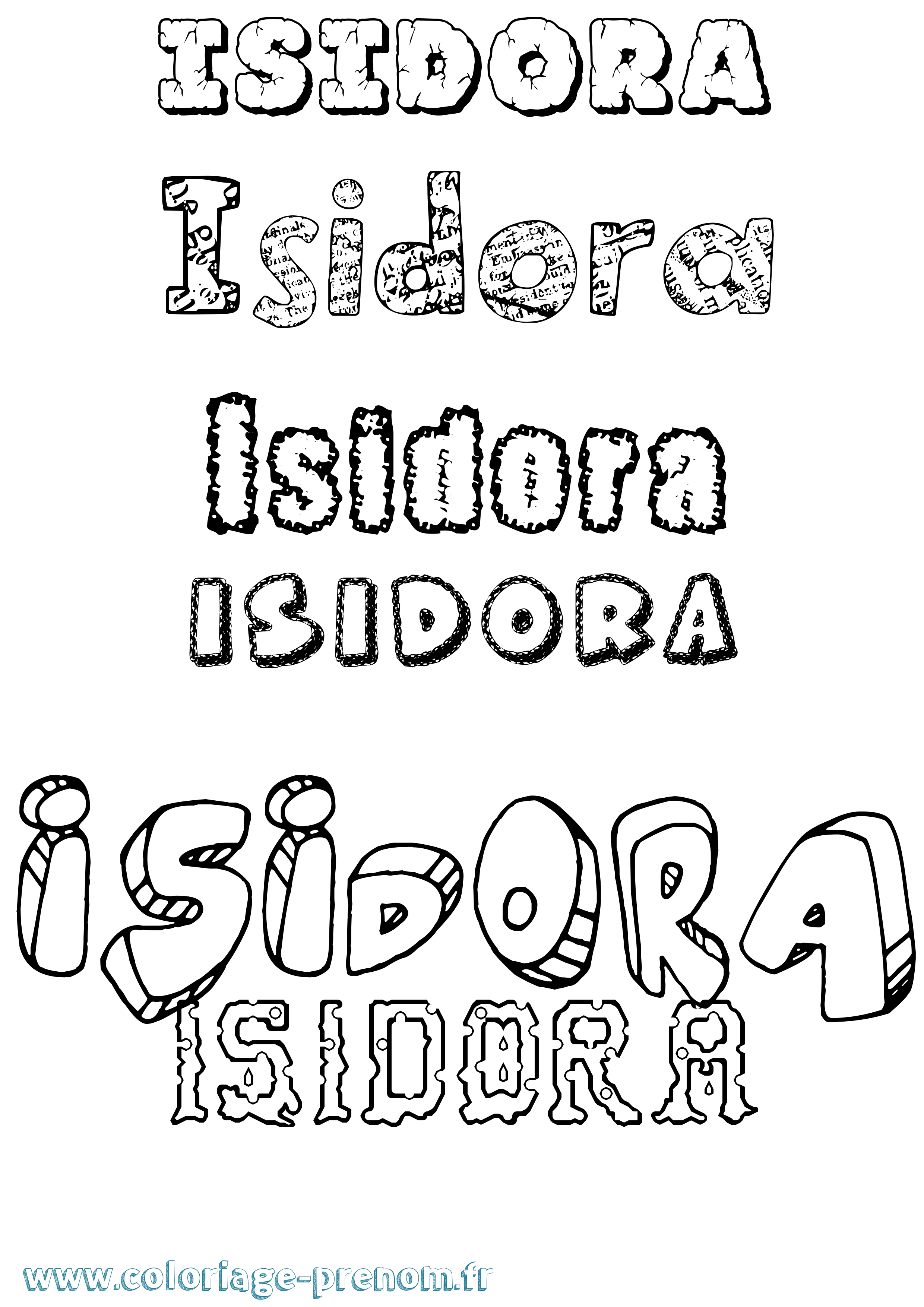 Coloriage Isidora Destructuré Coloriage prénom Isidora Destructuré