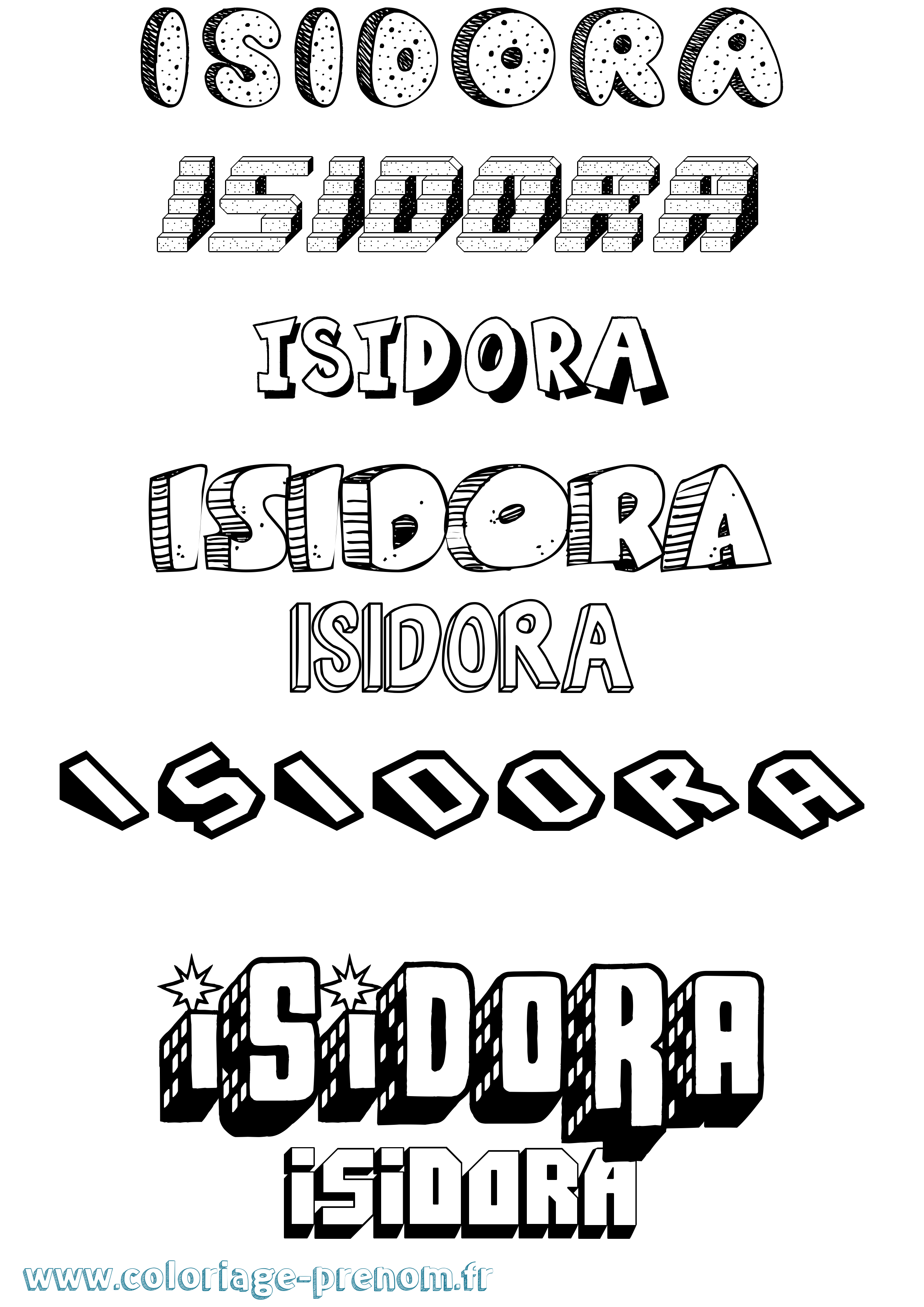 Coloriage Isidora Effet 3D Coloriage prénom Isidora Effet 3D
