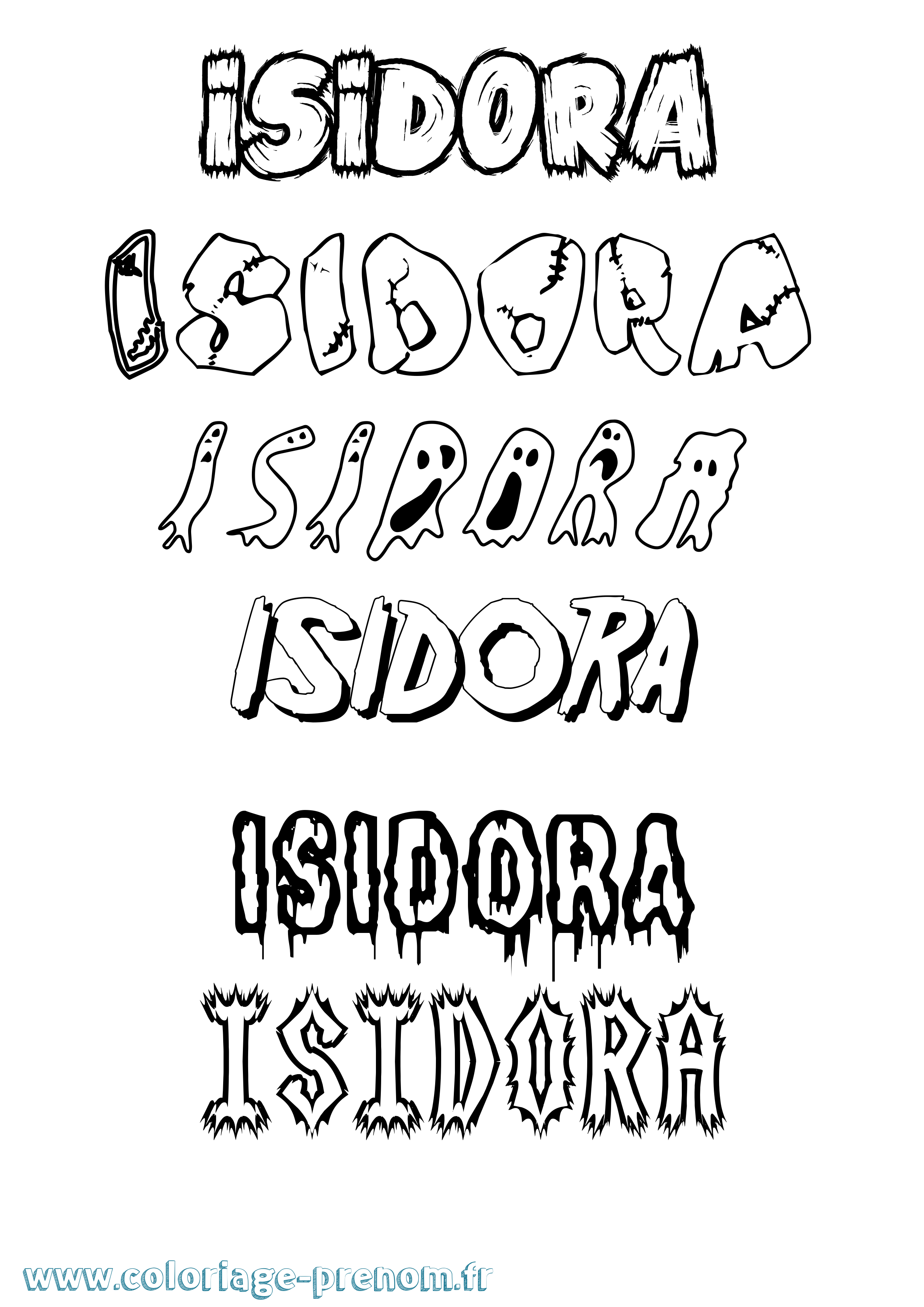 Coloriage prénom Isidora Frisson