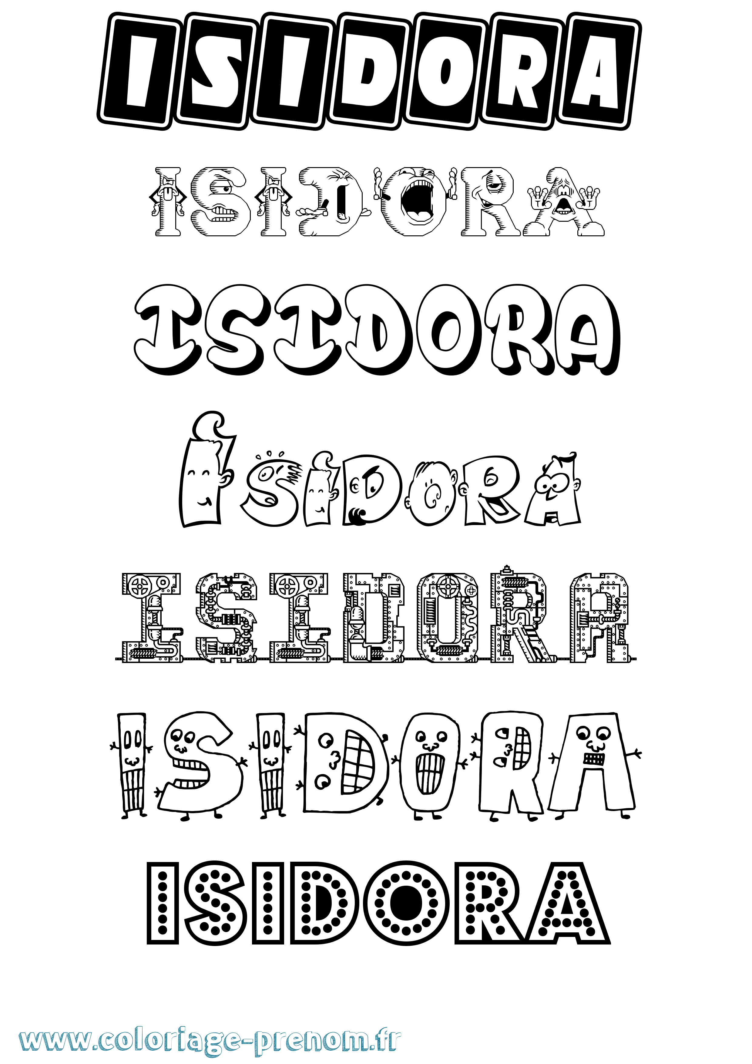 Coloriage prénom Isidora Fun