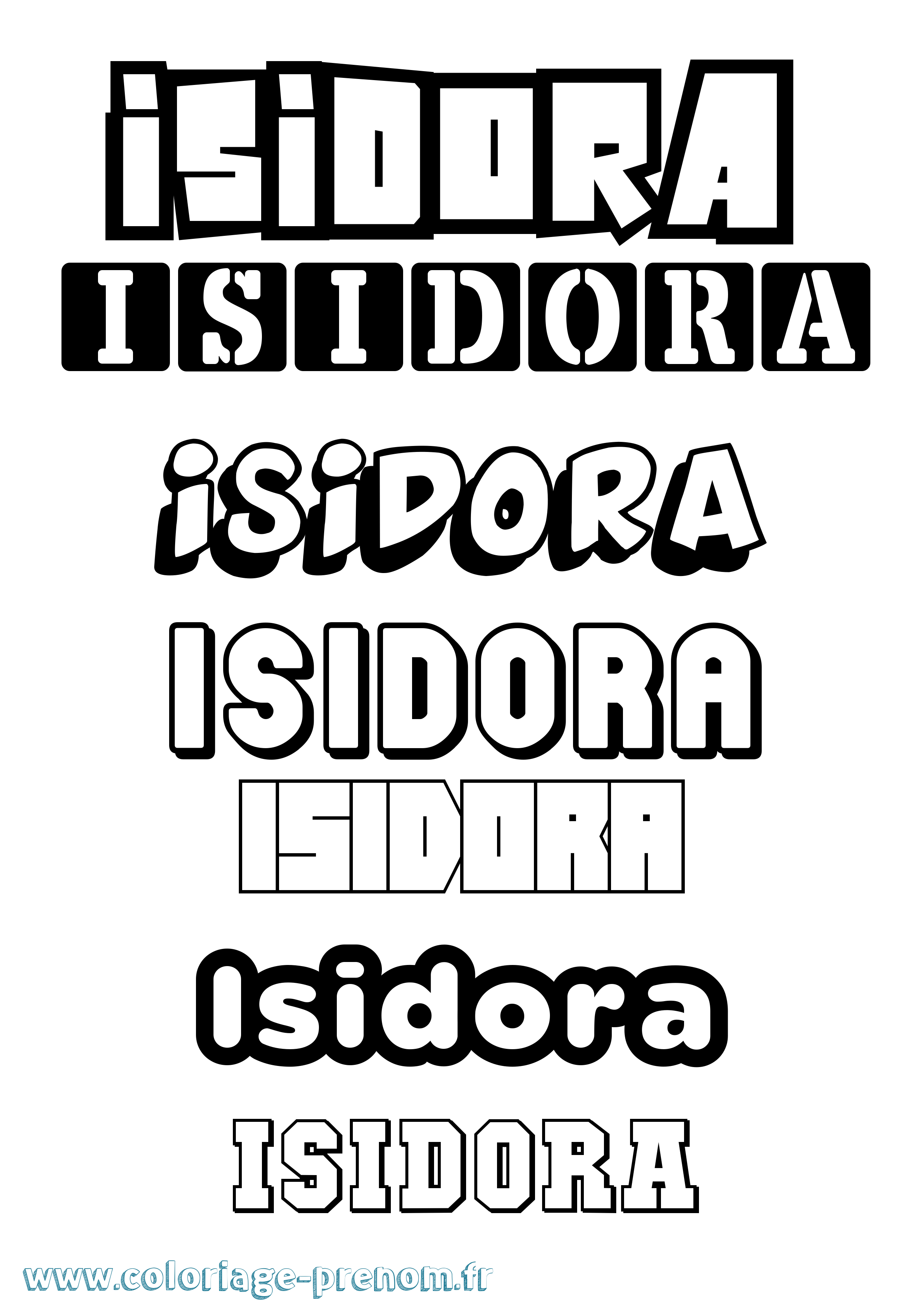 Coloriage Isidora Simple Coloriage prénom Isidora Simple