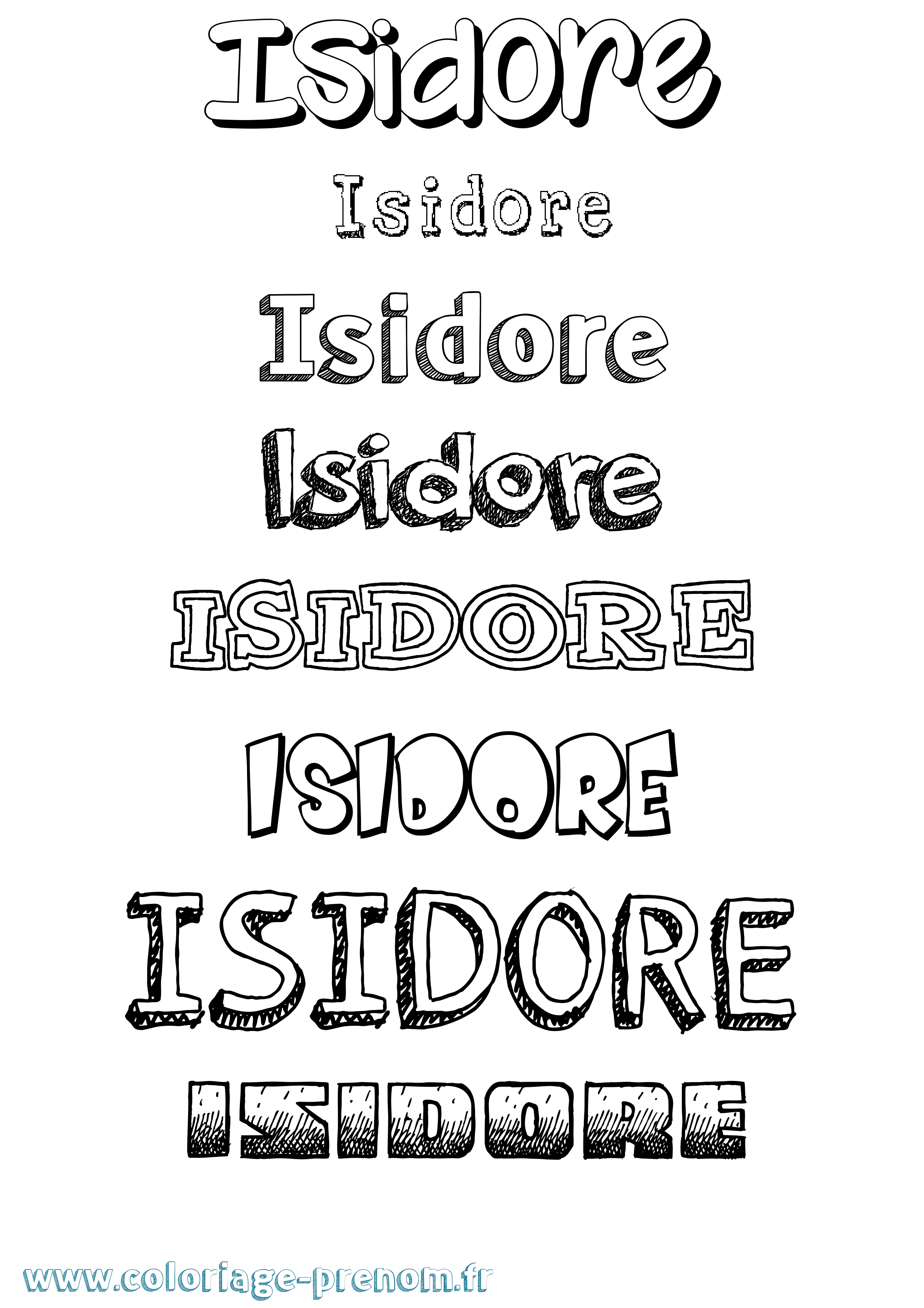 Coloriage prénom Isidore