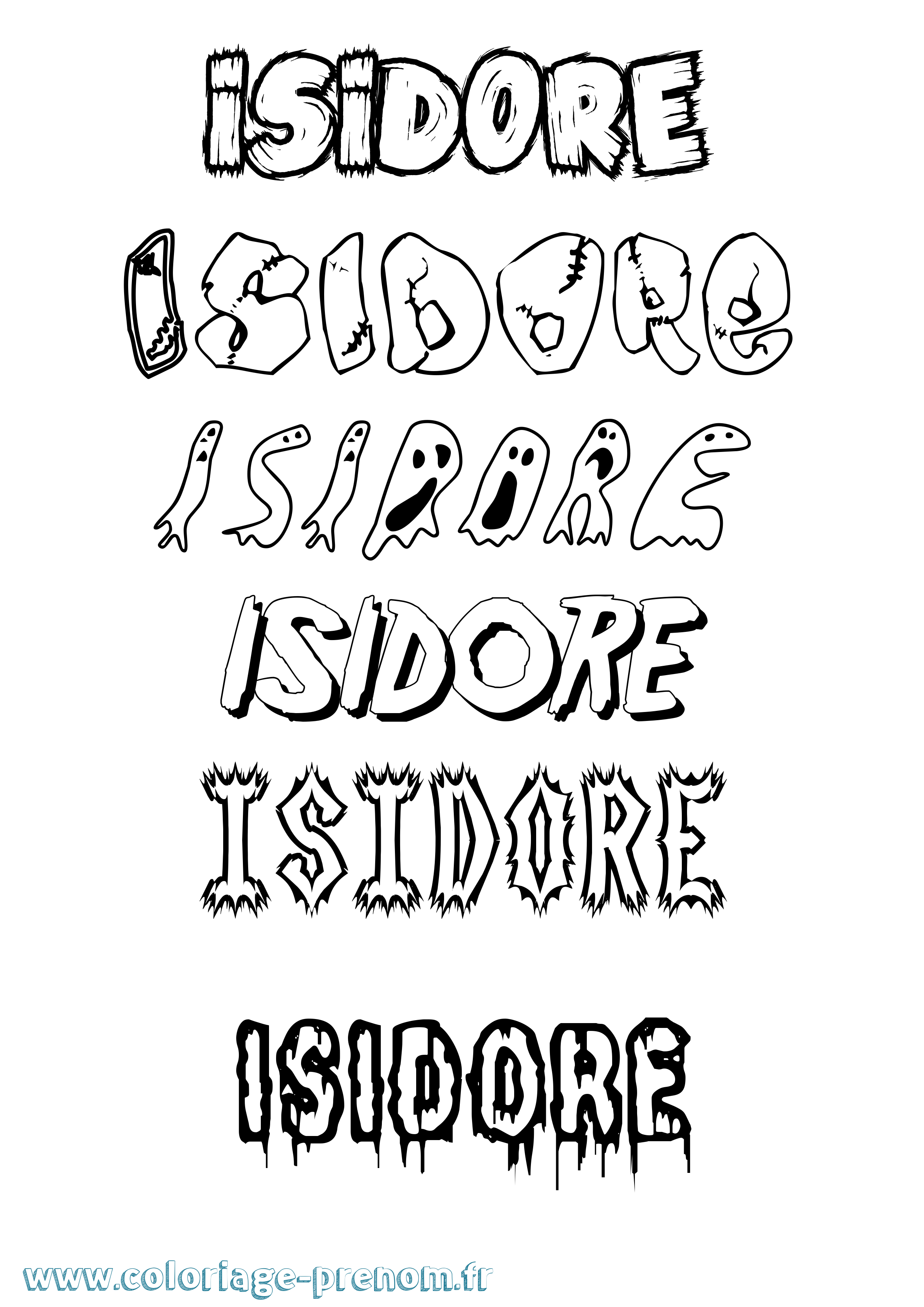 Coloriage prénom Isidore