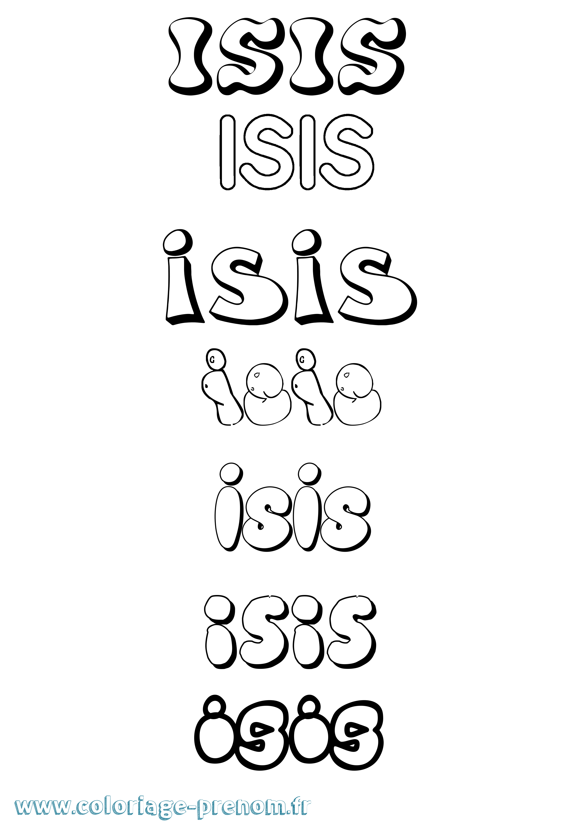 Coloriage Isis Bubble Coloriage prénom Isis Bubble