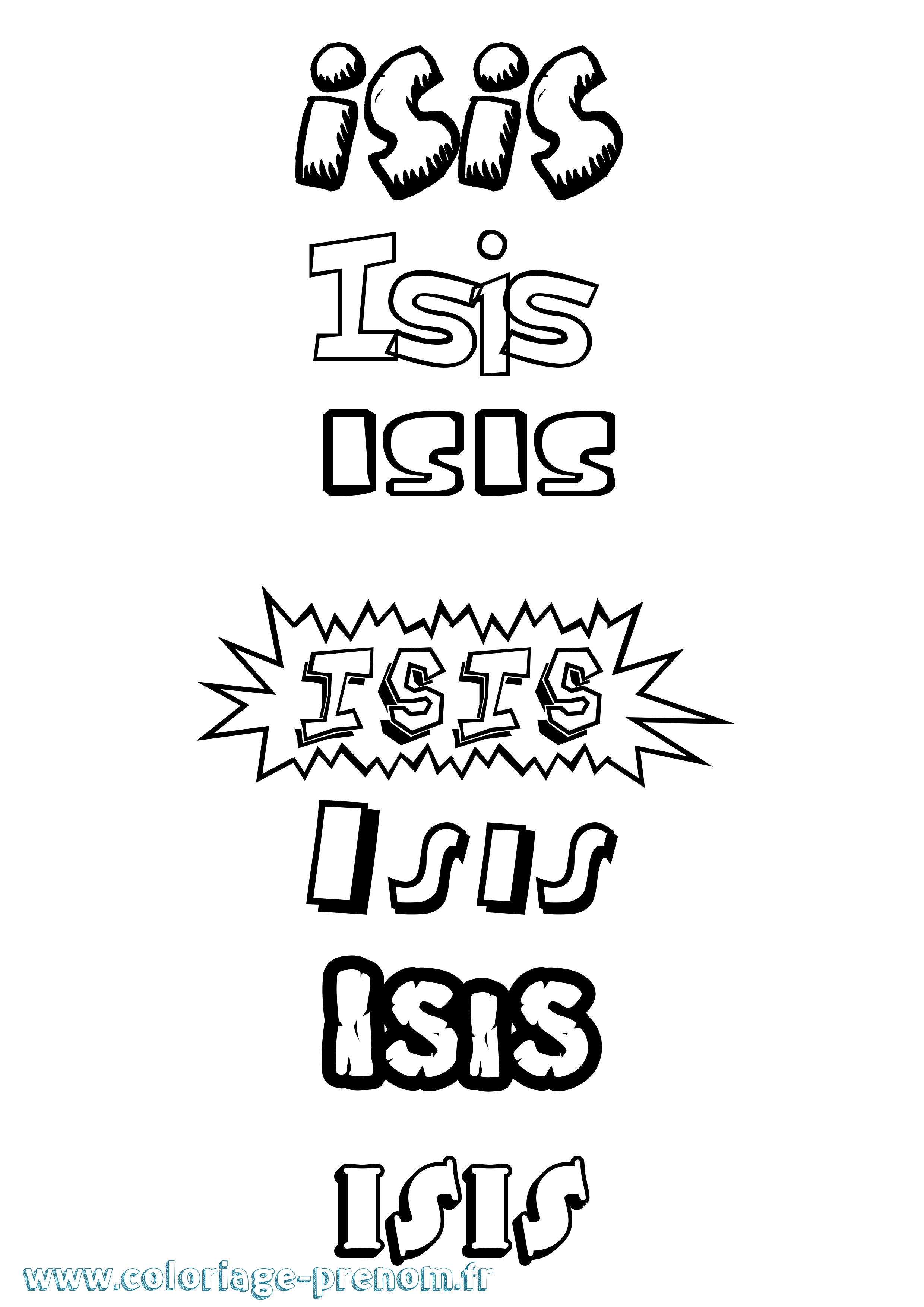 Coloriage Isis Dessin Animé Coloriage prénom Isis Dessin Animé