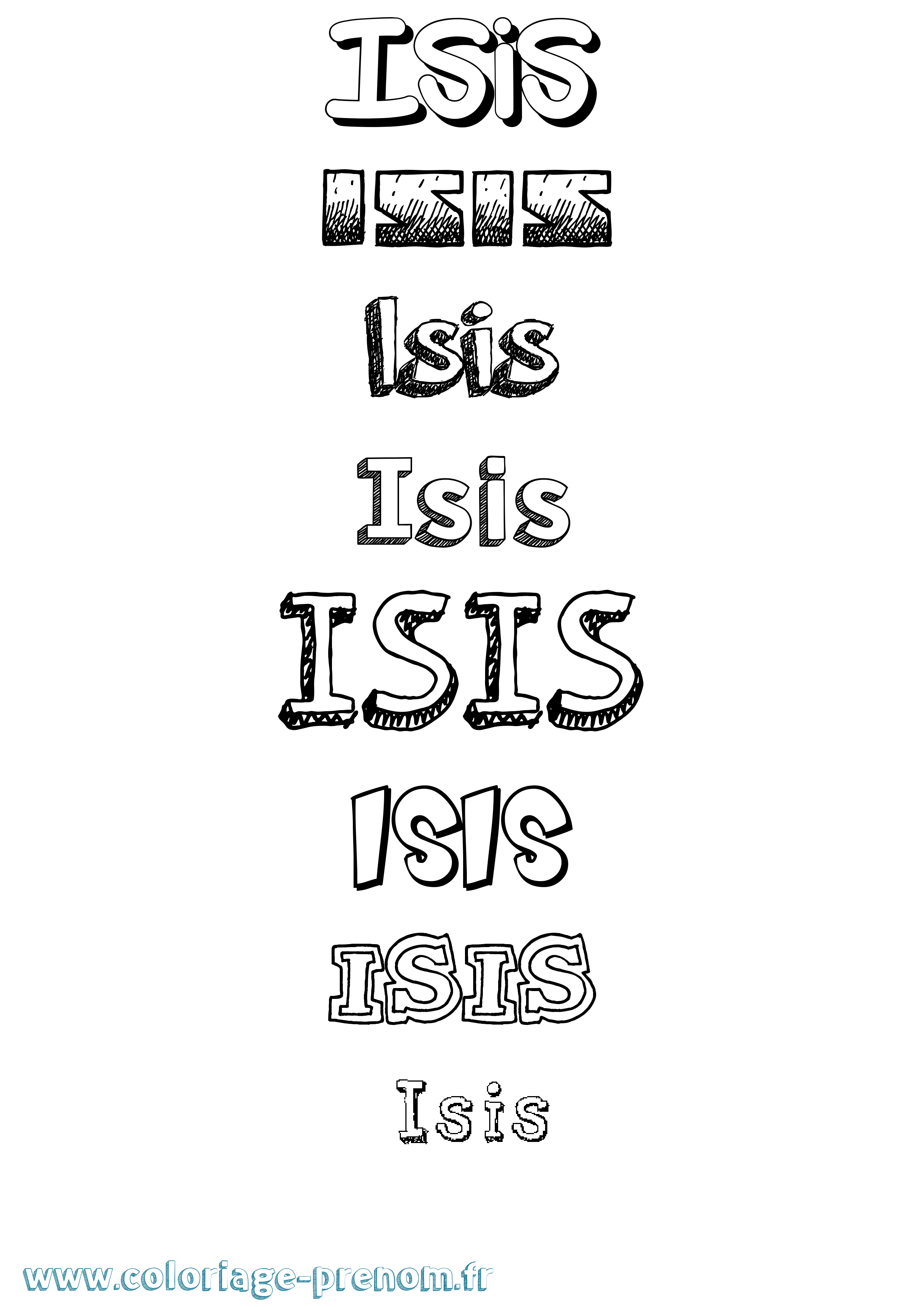Coloriage prénom Isis