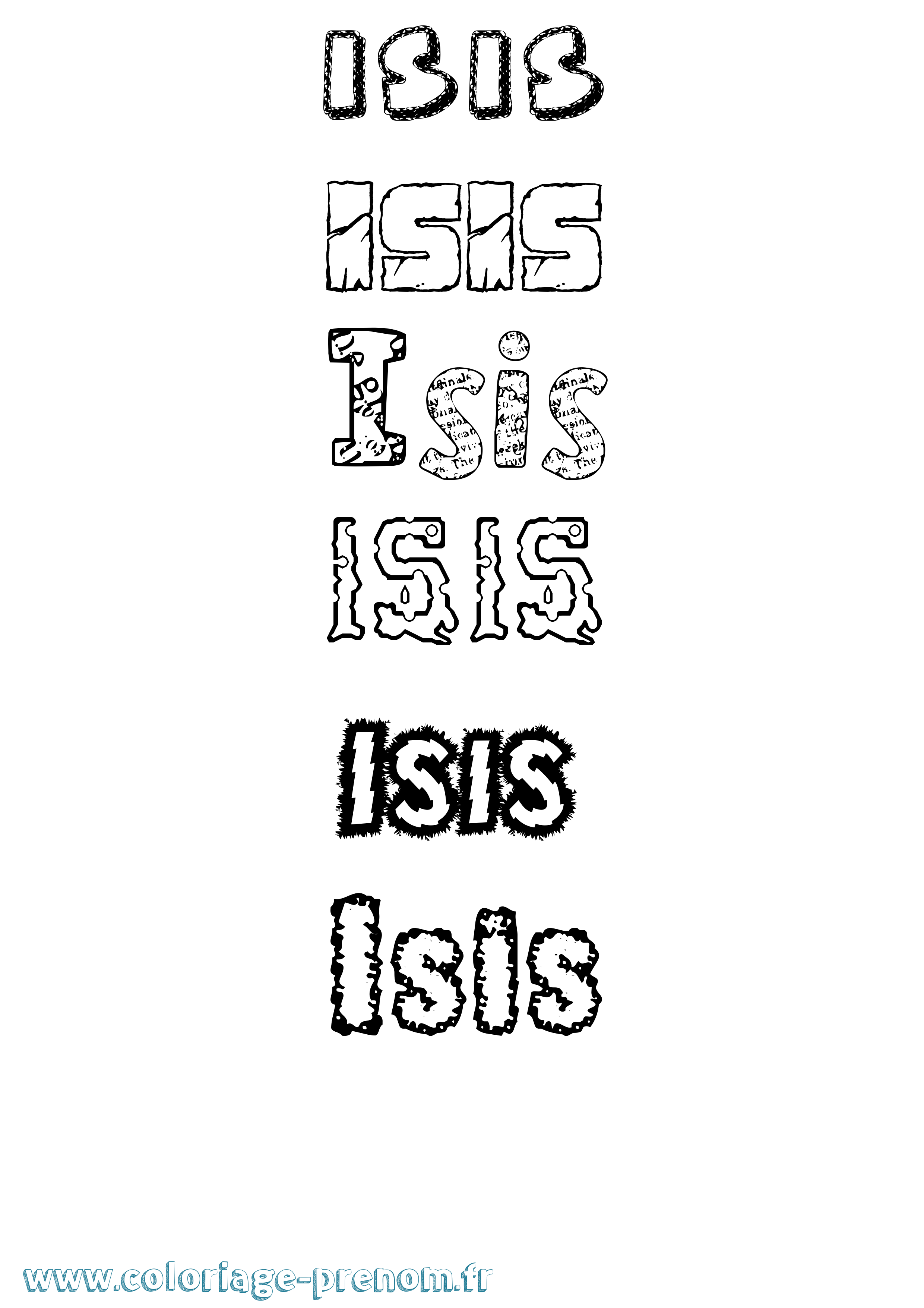 Coloriage Isis Destructuré Coloriage prénom Isis Destructuré
