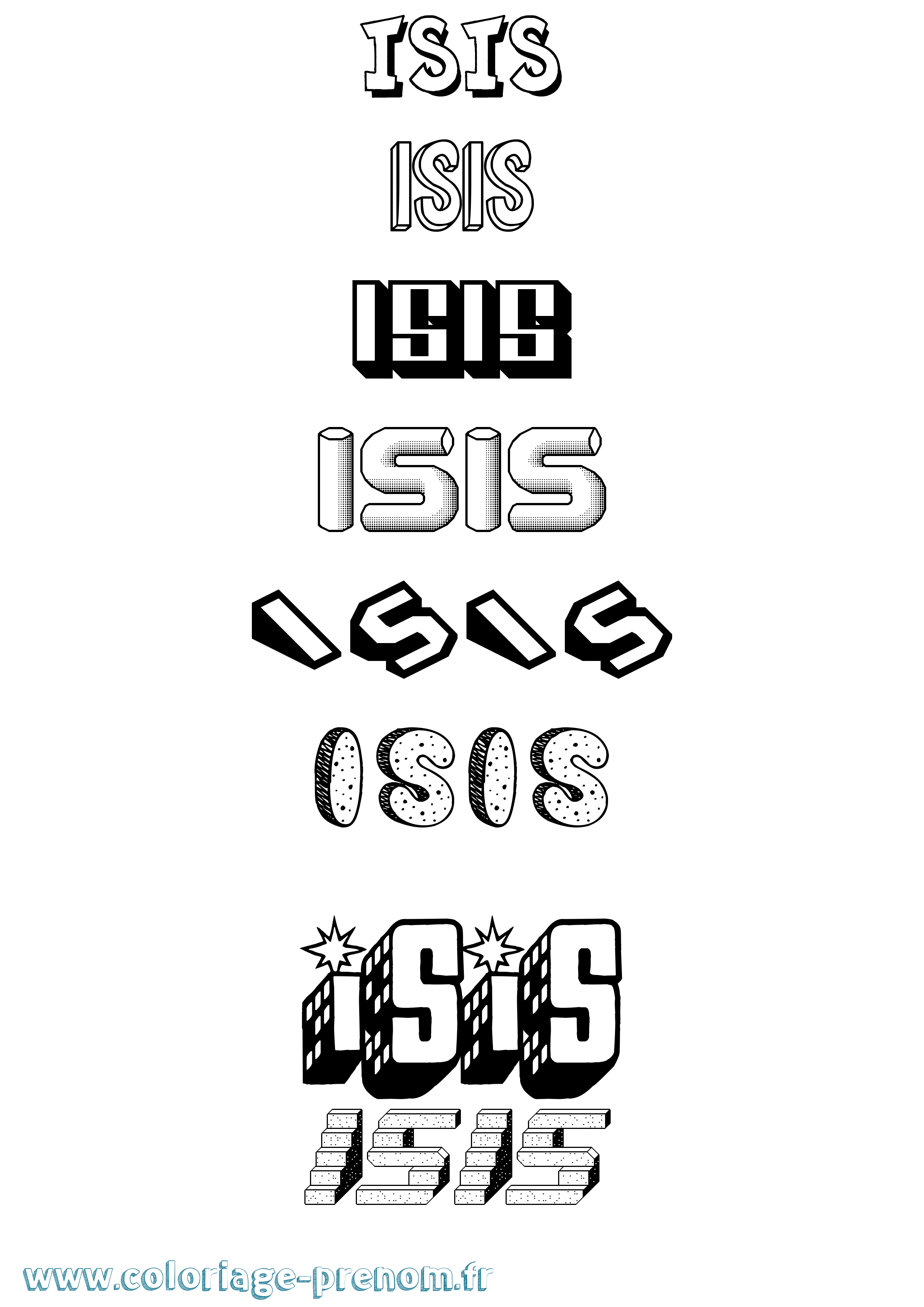 Coloriage Isis Effet 3D Coloriage prénom Isis Effet 3D