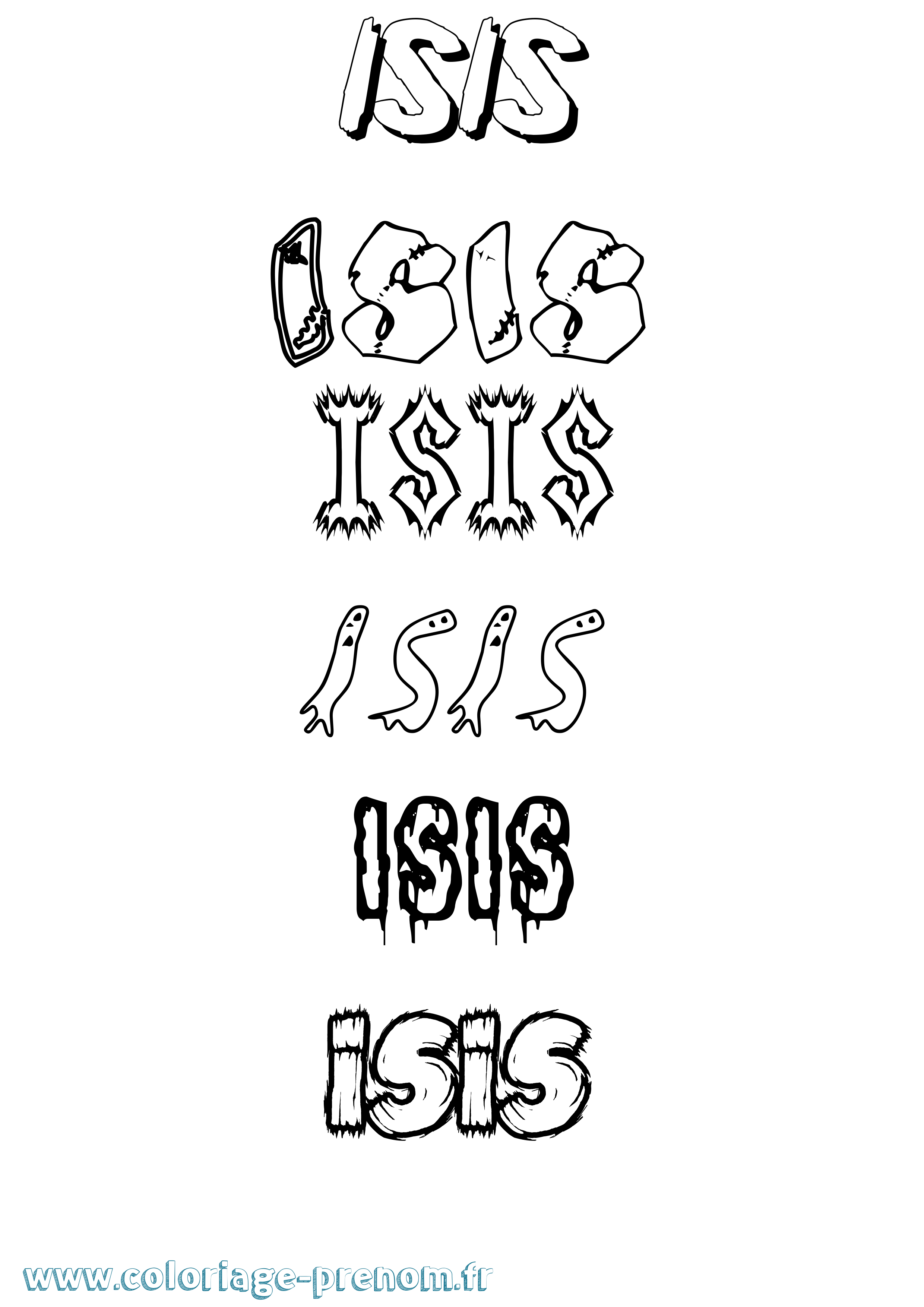 Coloriage Isis Frisson Coloriage prénom Isis Frisson