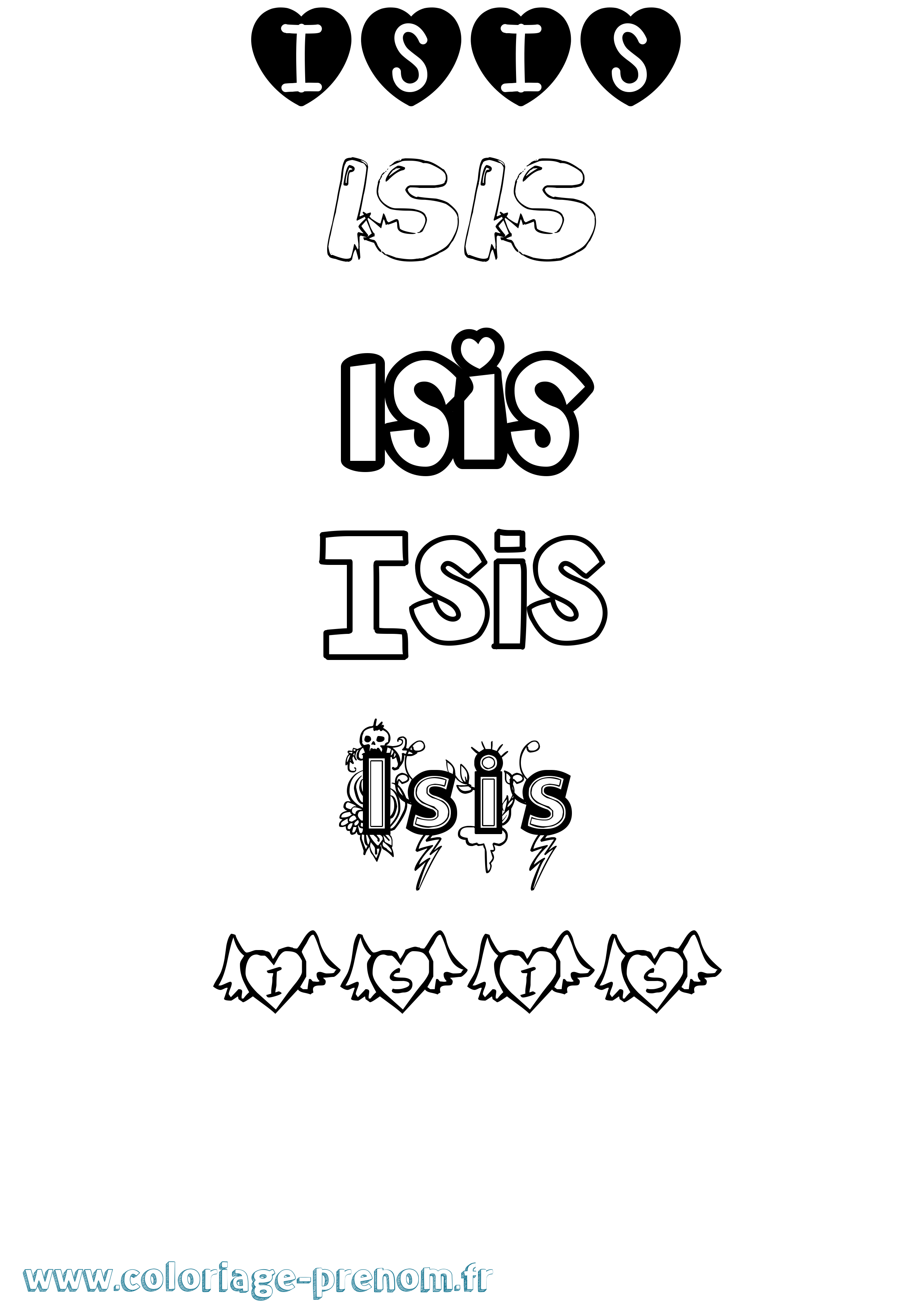 Coloriage Isis Girly Coloriage prénom Isis Girly