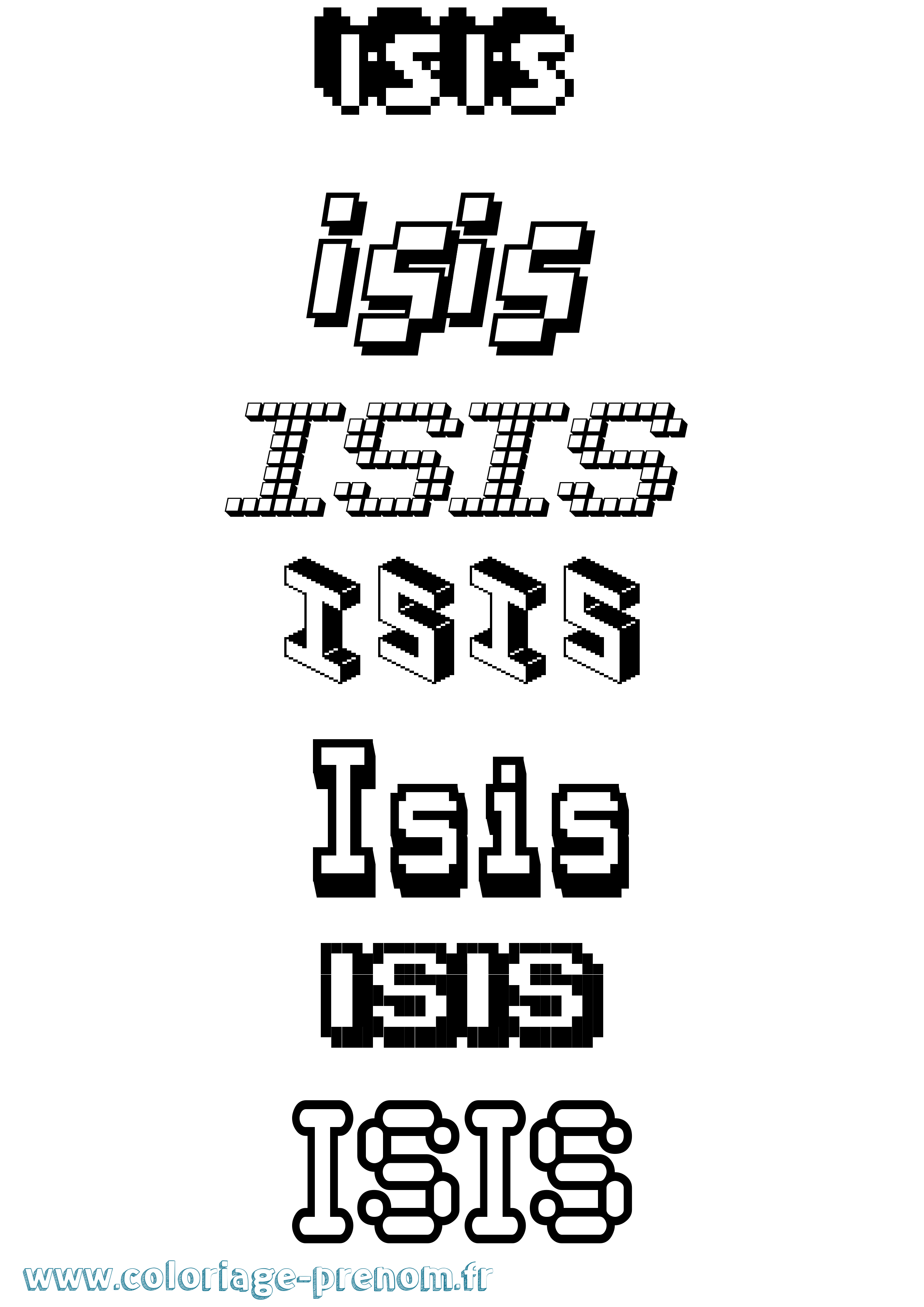 Coloriage Isis Pixel Coloriage prénom Isis Pixel