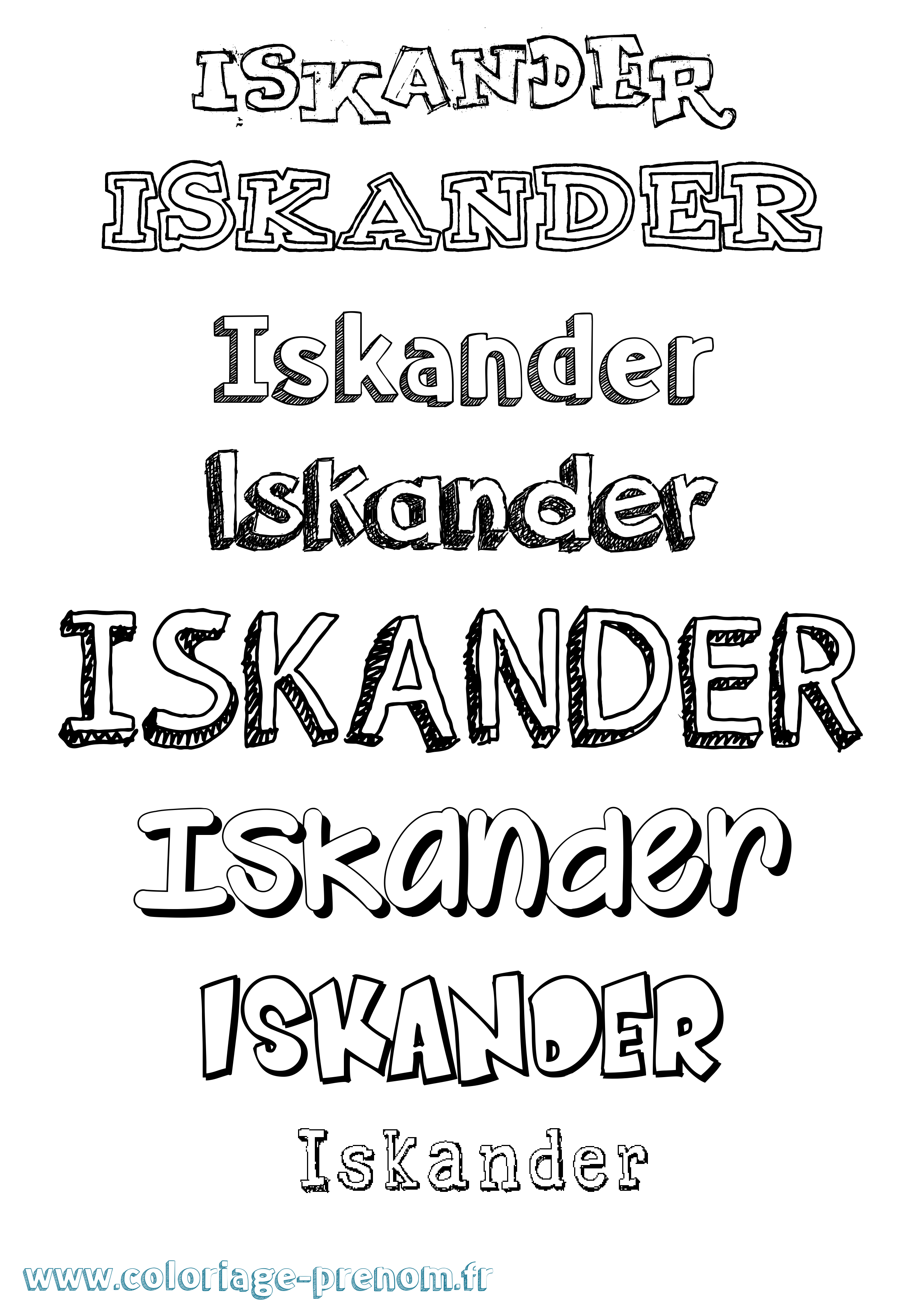 Coloriage prénom Iskander Dessiné