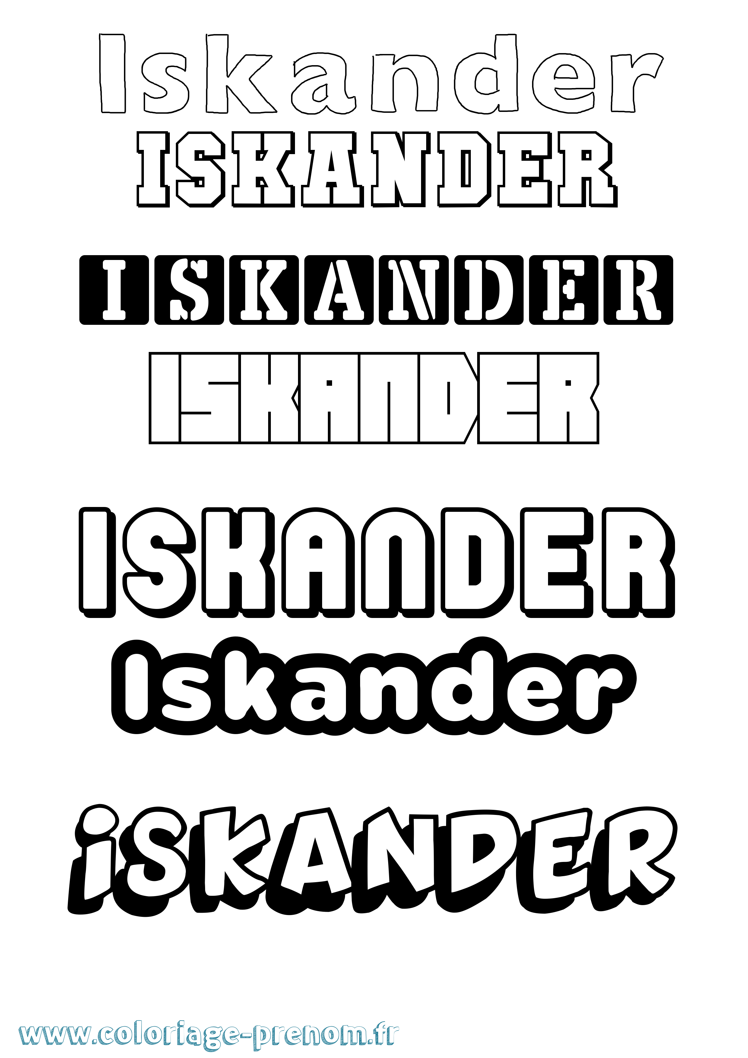 Coloriage prénom Iskander Simple