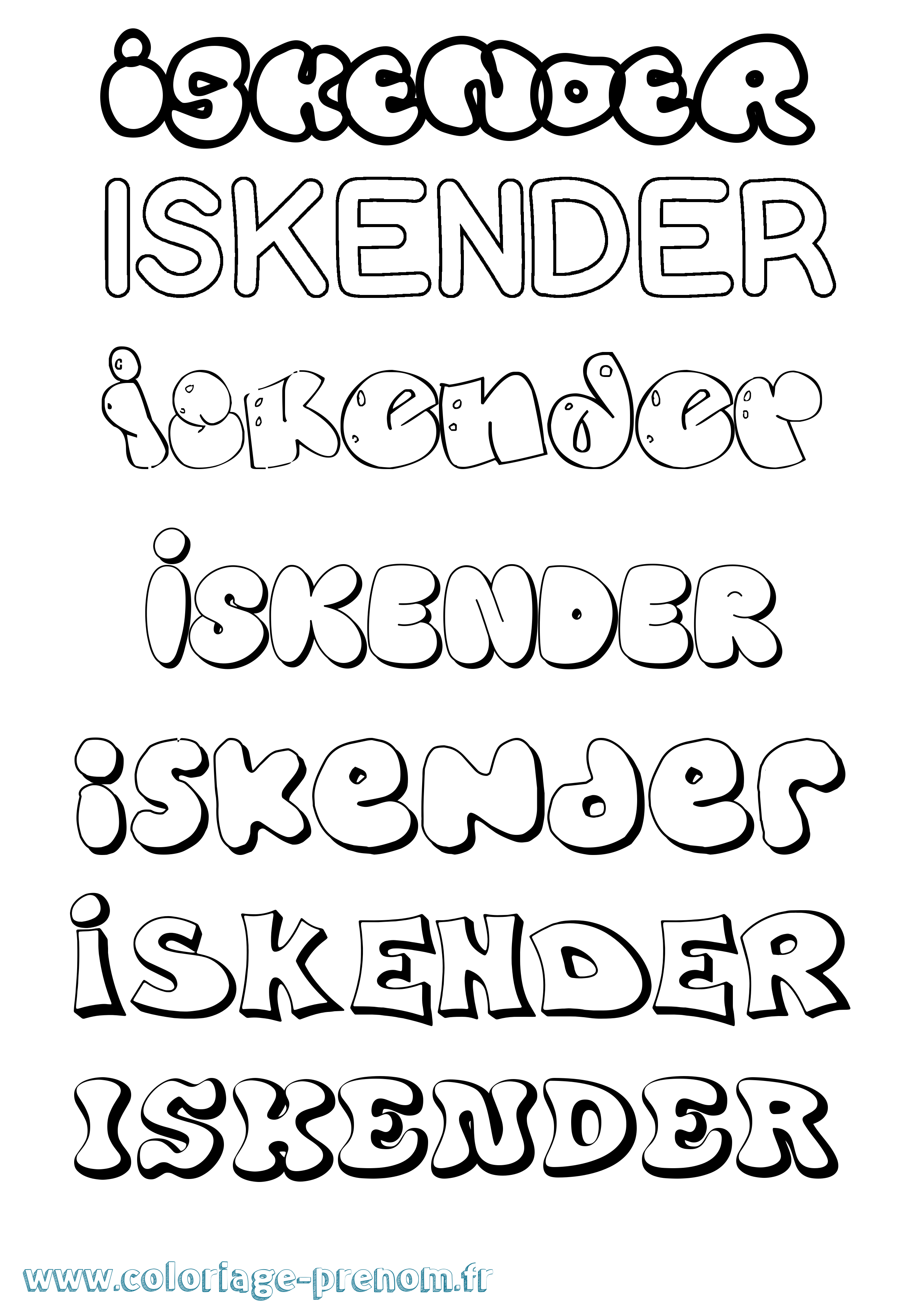 Coloriage Iskender Bubble Coloriage prénom Iskender Bubble