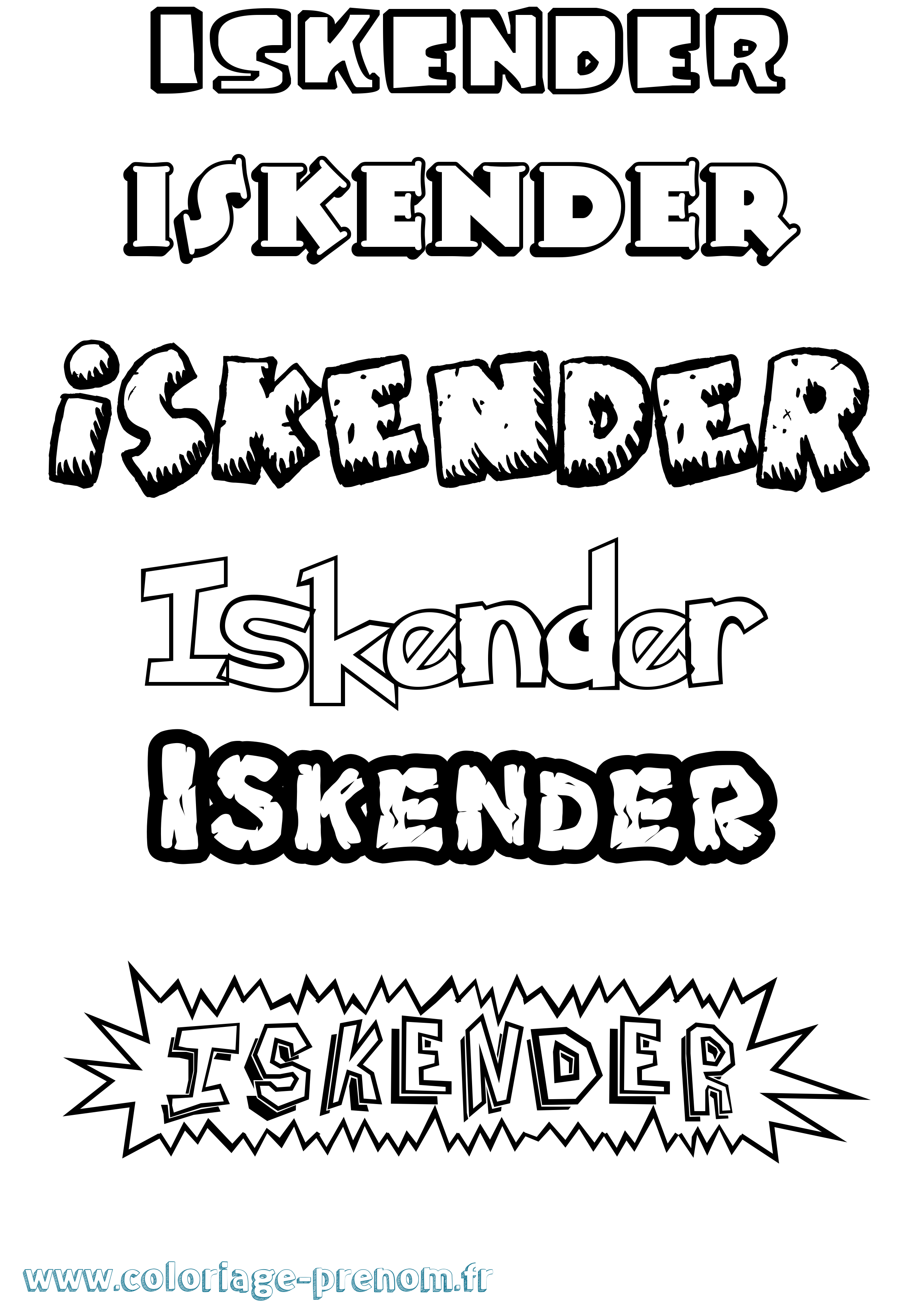 Coloriage Iskender Dessin Animé Coloriage prénom Iskender Dessin Animé