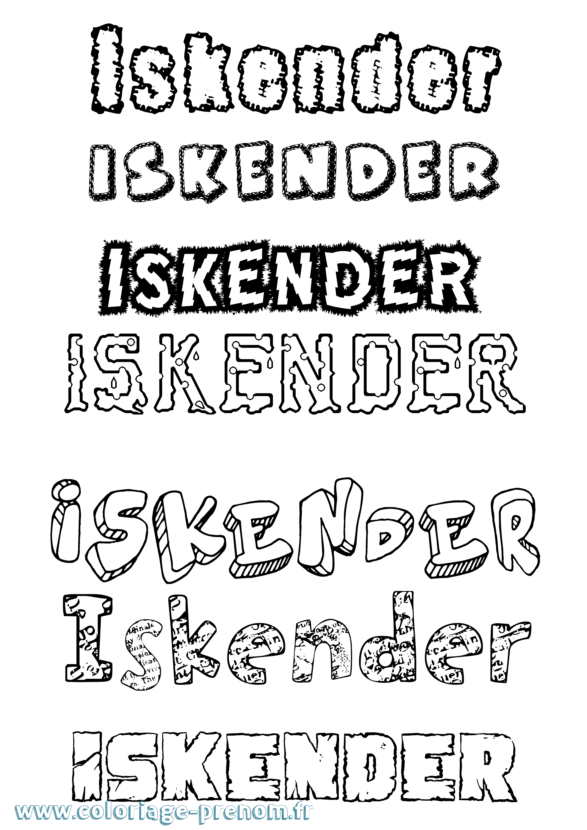 Coloriage Iskender Destructuré Coloriage prénom Iskender Destructuré