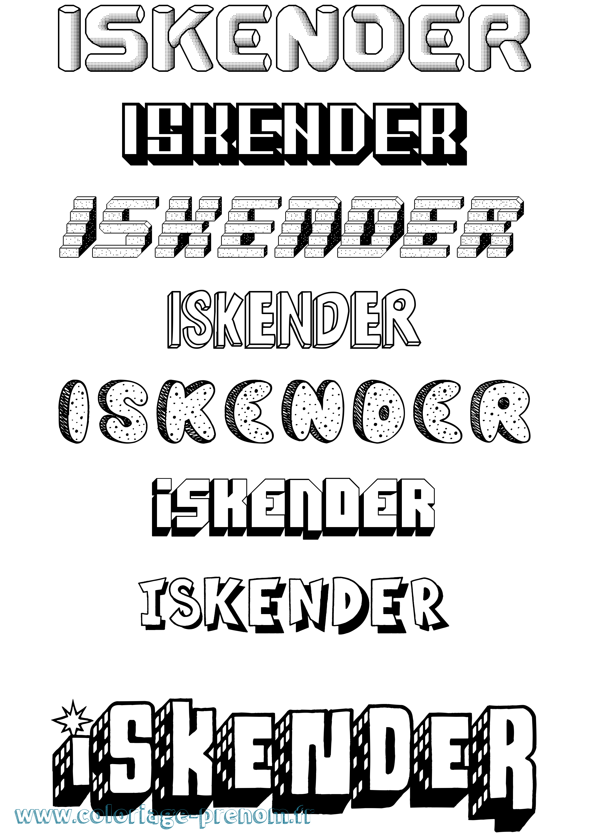 Coloriage Iskender Effet 3D Coloriage prénom Iskender Effet 3D