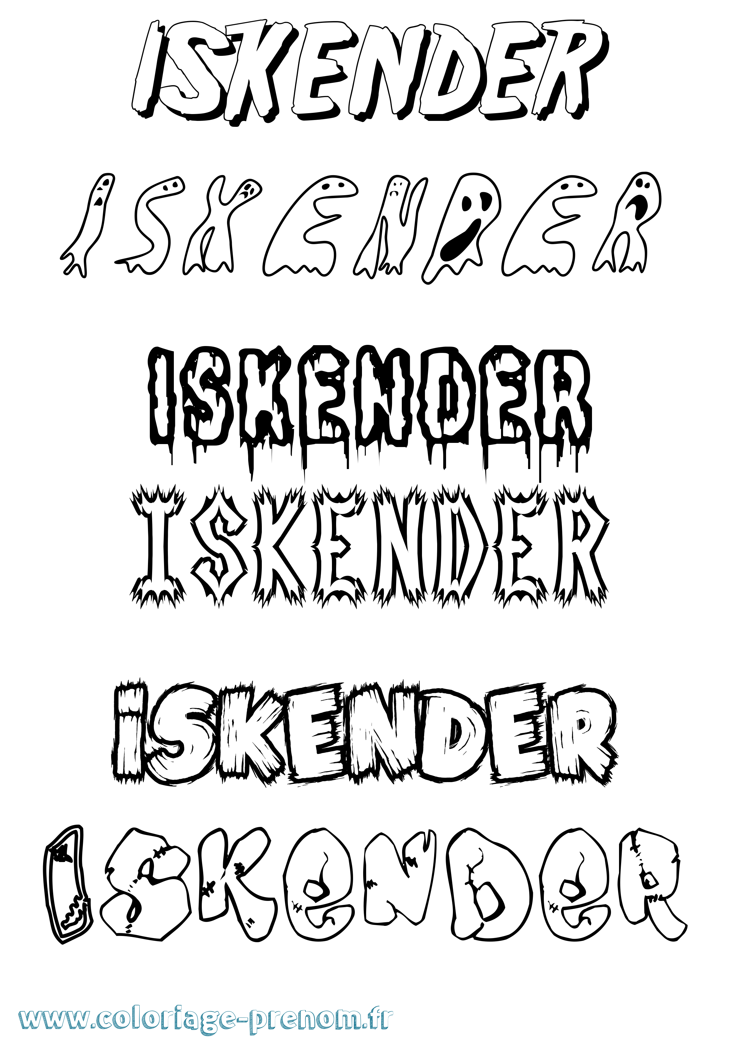 Coloriage Iskender Frisson Coloriage prénom Iskender Frisson