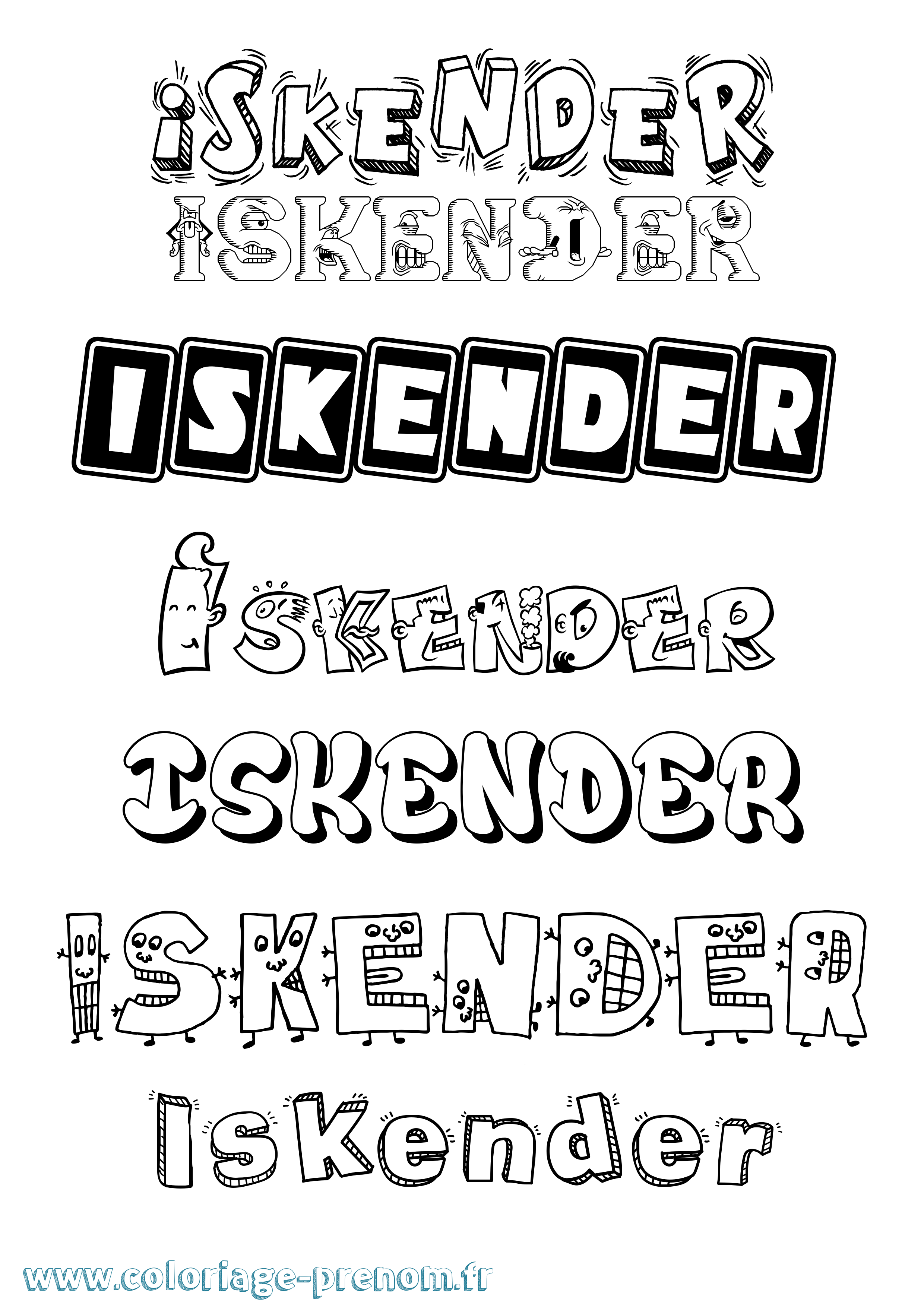 Coloriage Iskender Fun Coloriage prénom Iskender Fun