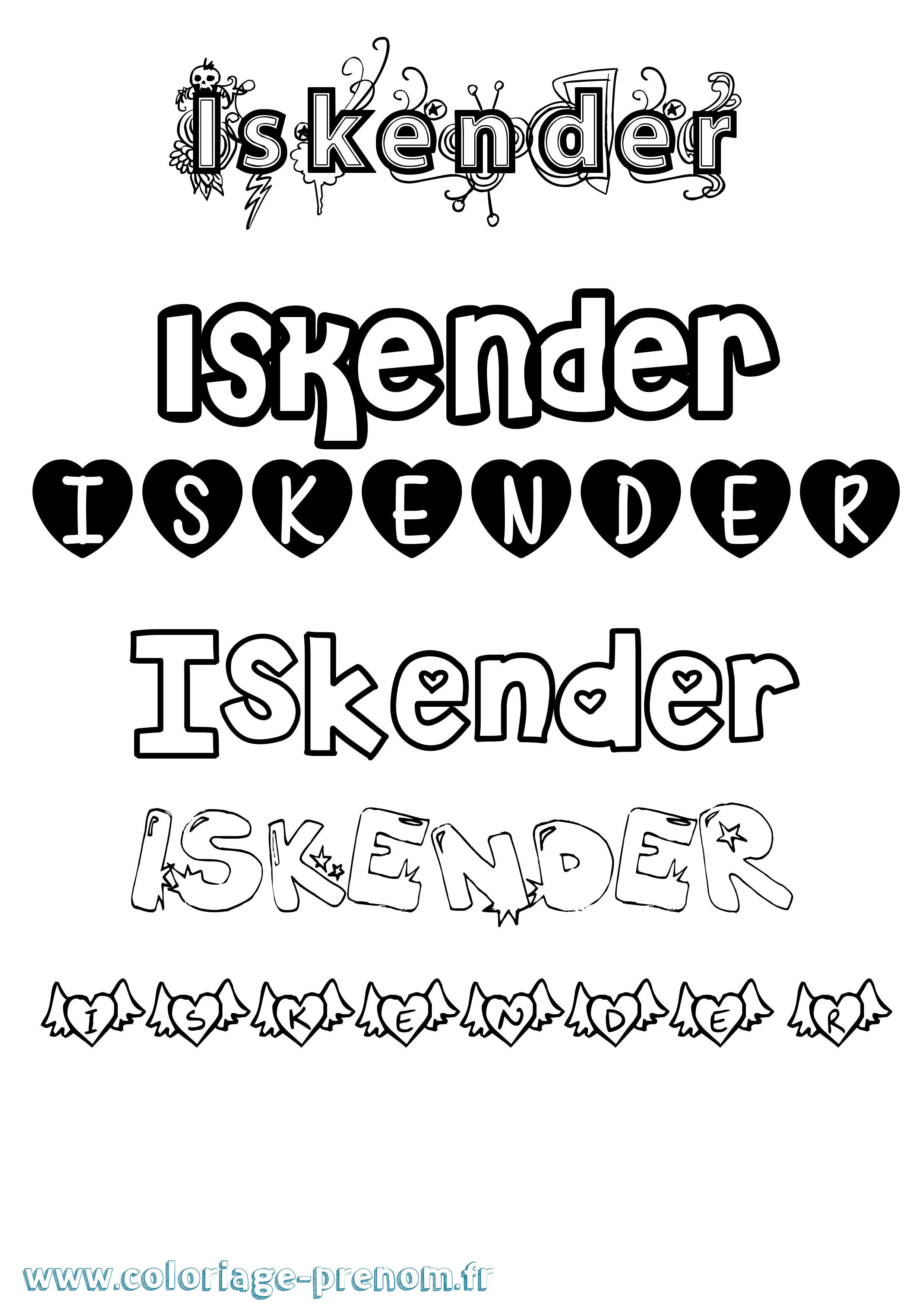 Coloriage Iskender Girly Coloriage prénom Iskender Girly