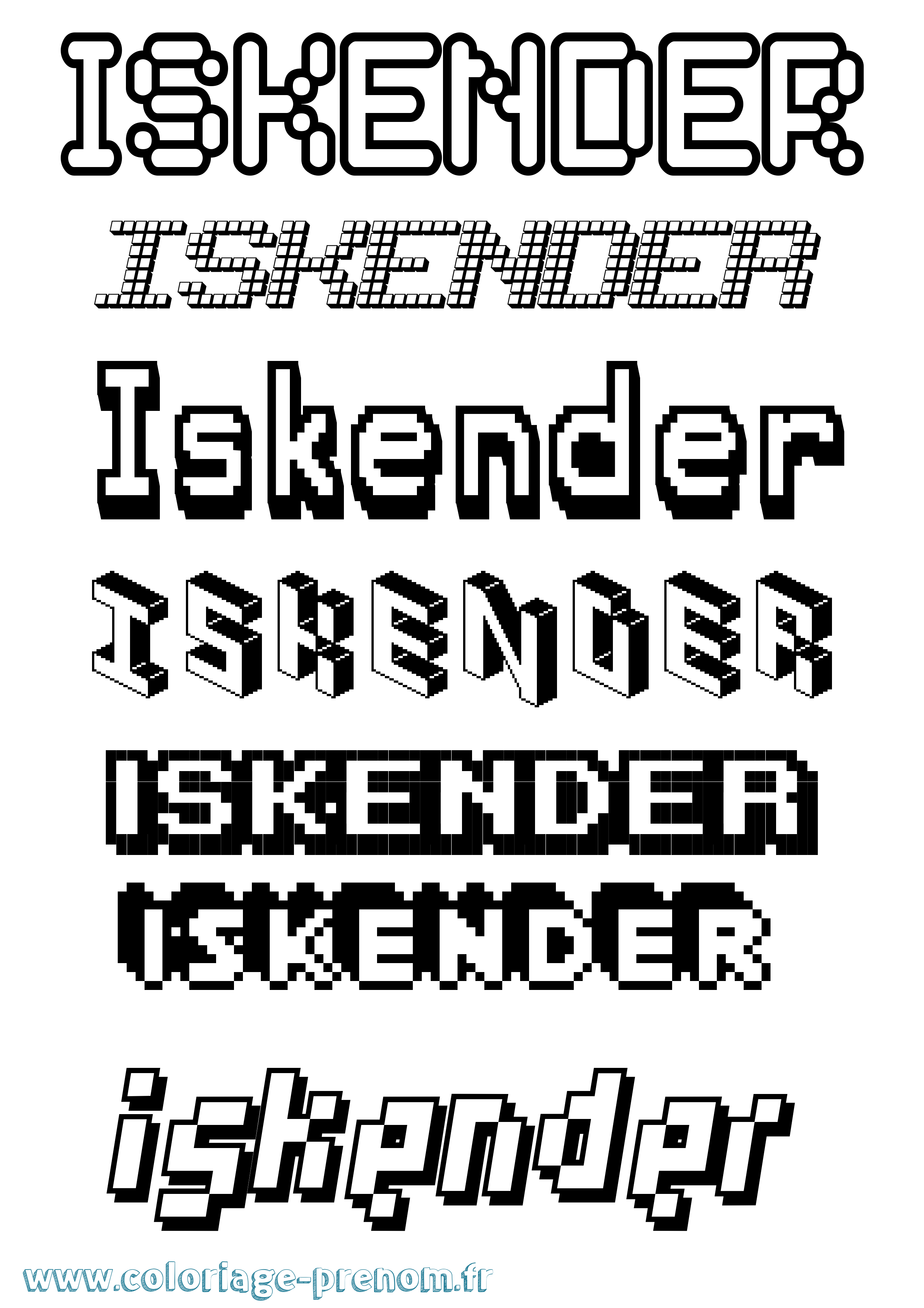 Coloriage Iskender Pixel Coloriage prénom Iskender Pixel