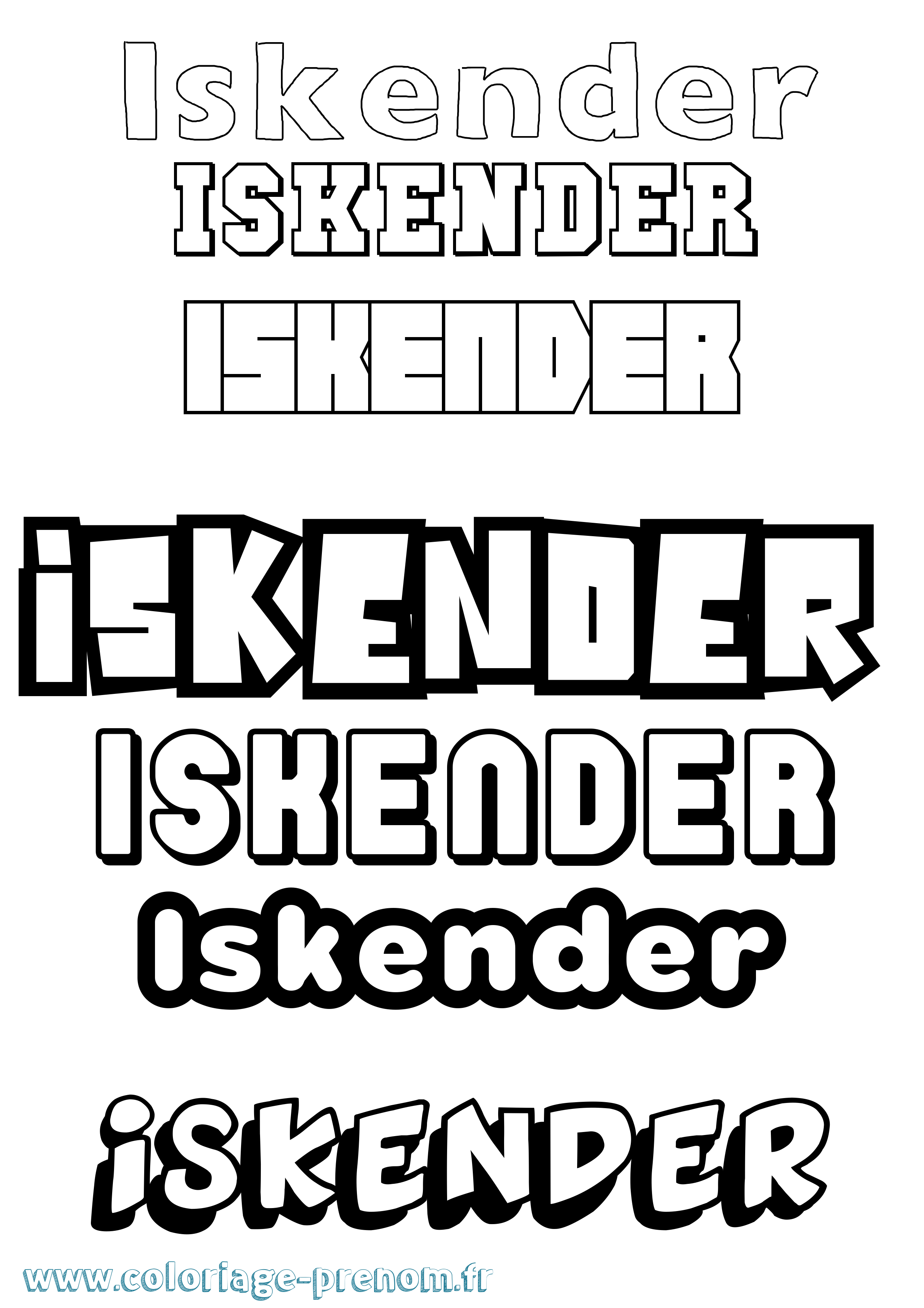 Coloriage Iskender Simple Coloriage prénom Iskender Simple