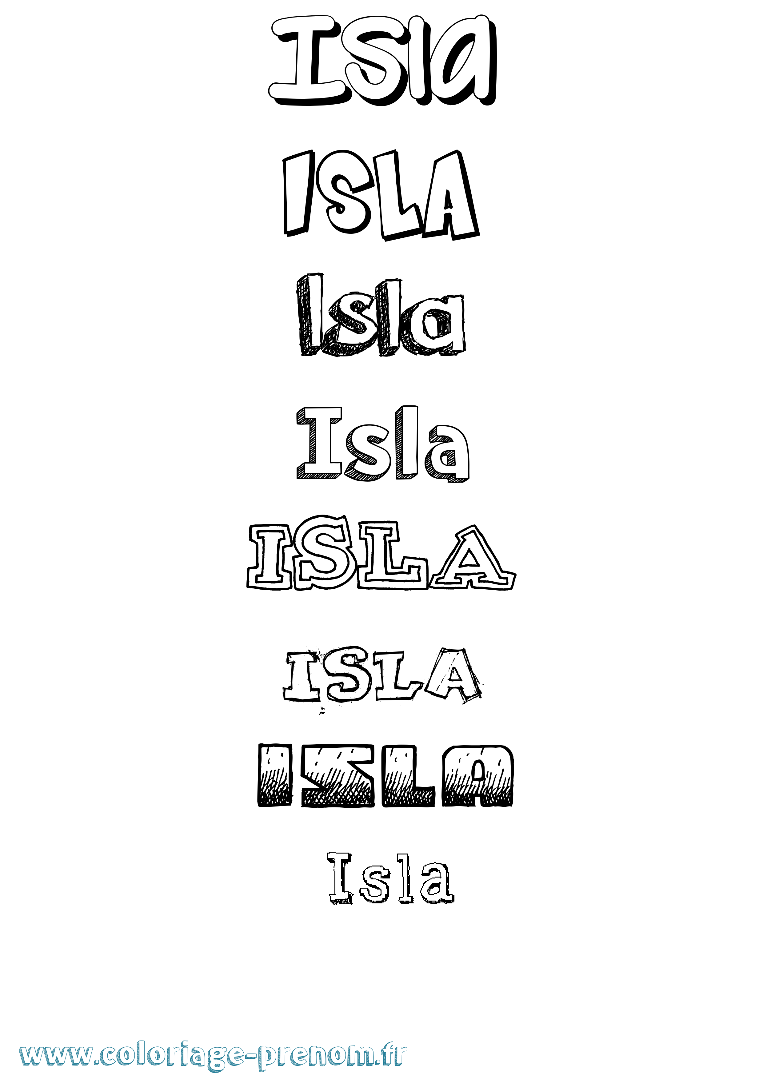 Coloriage prénom Isla Dessiné