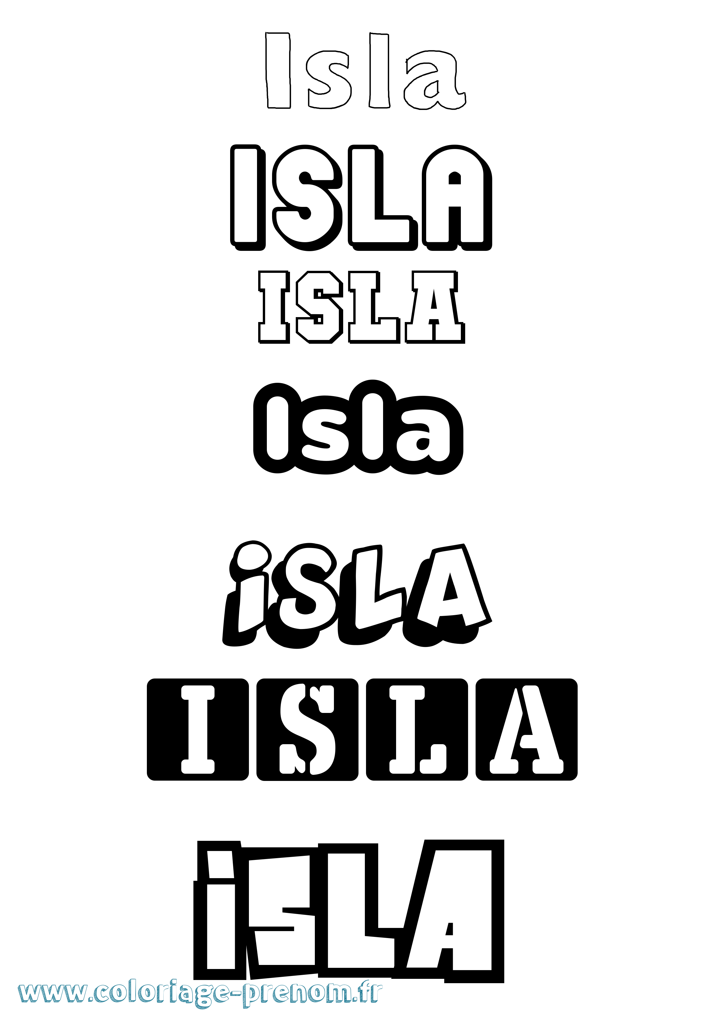 Coloriage prénom Isla Simple