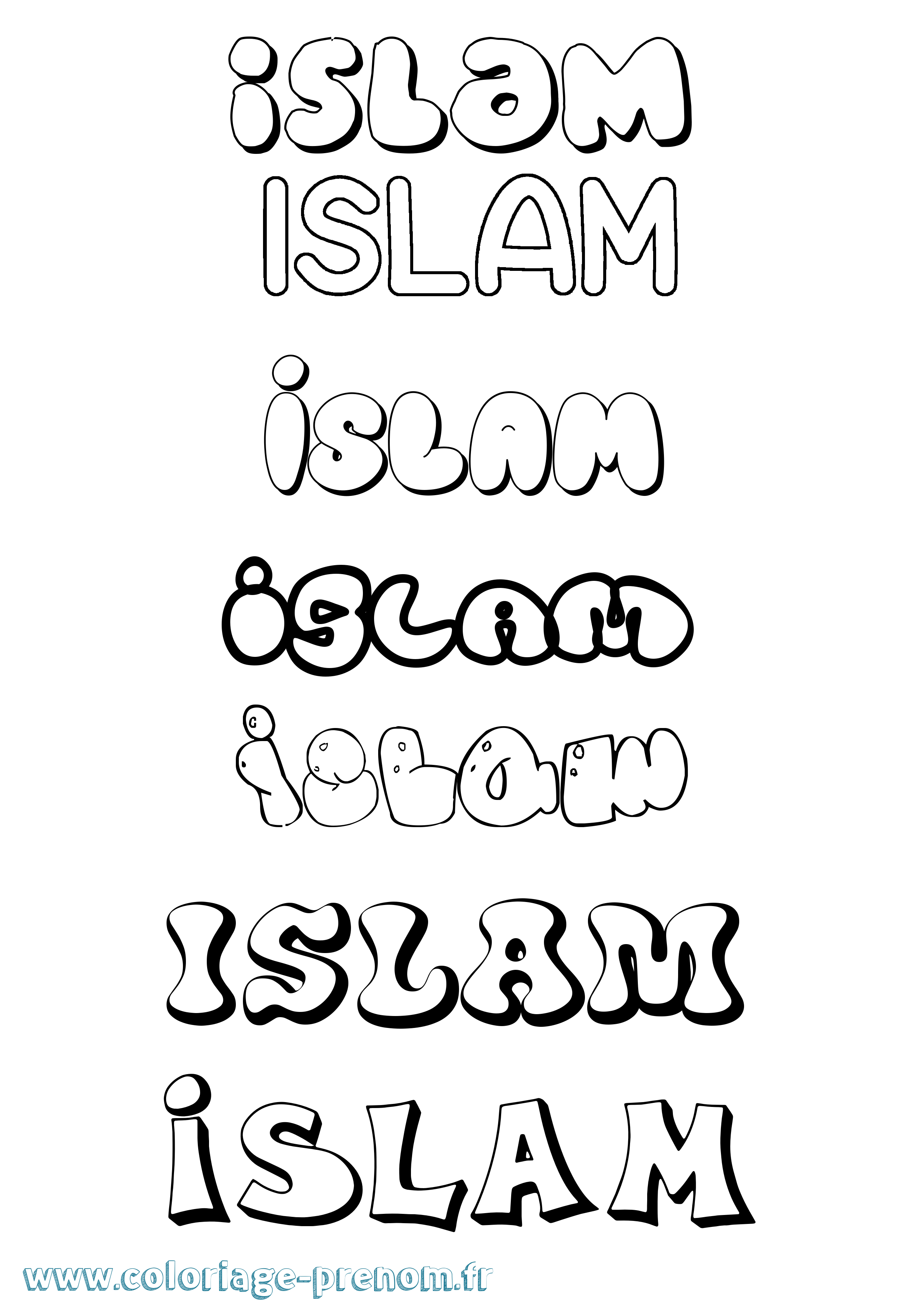 Coloriage prénom Islam