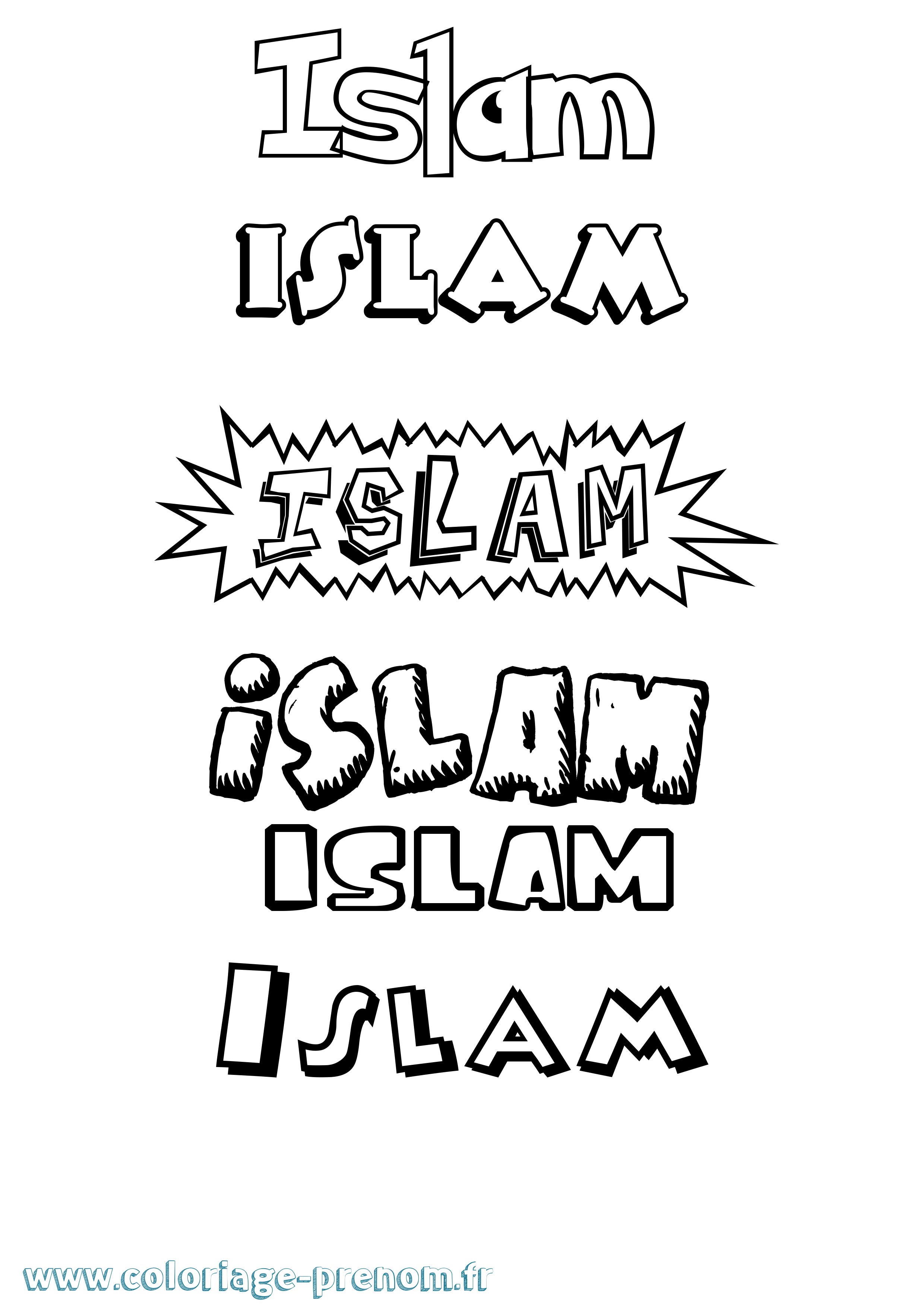 Coloriage prénom Islam