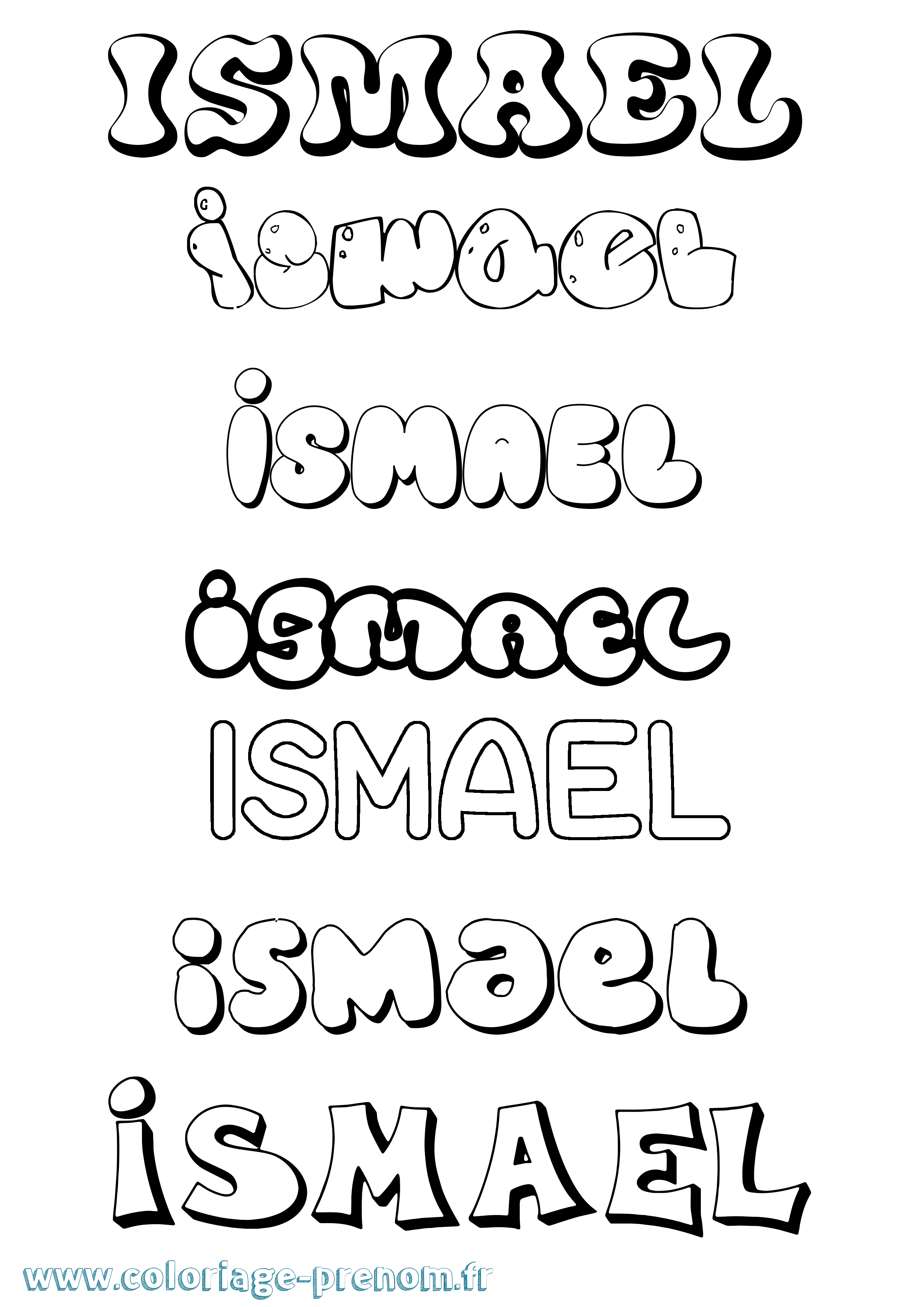 Coloriage prénom Ismael Bubble