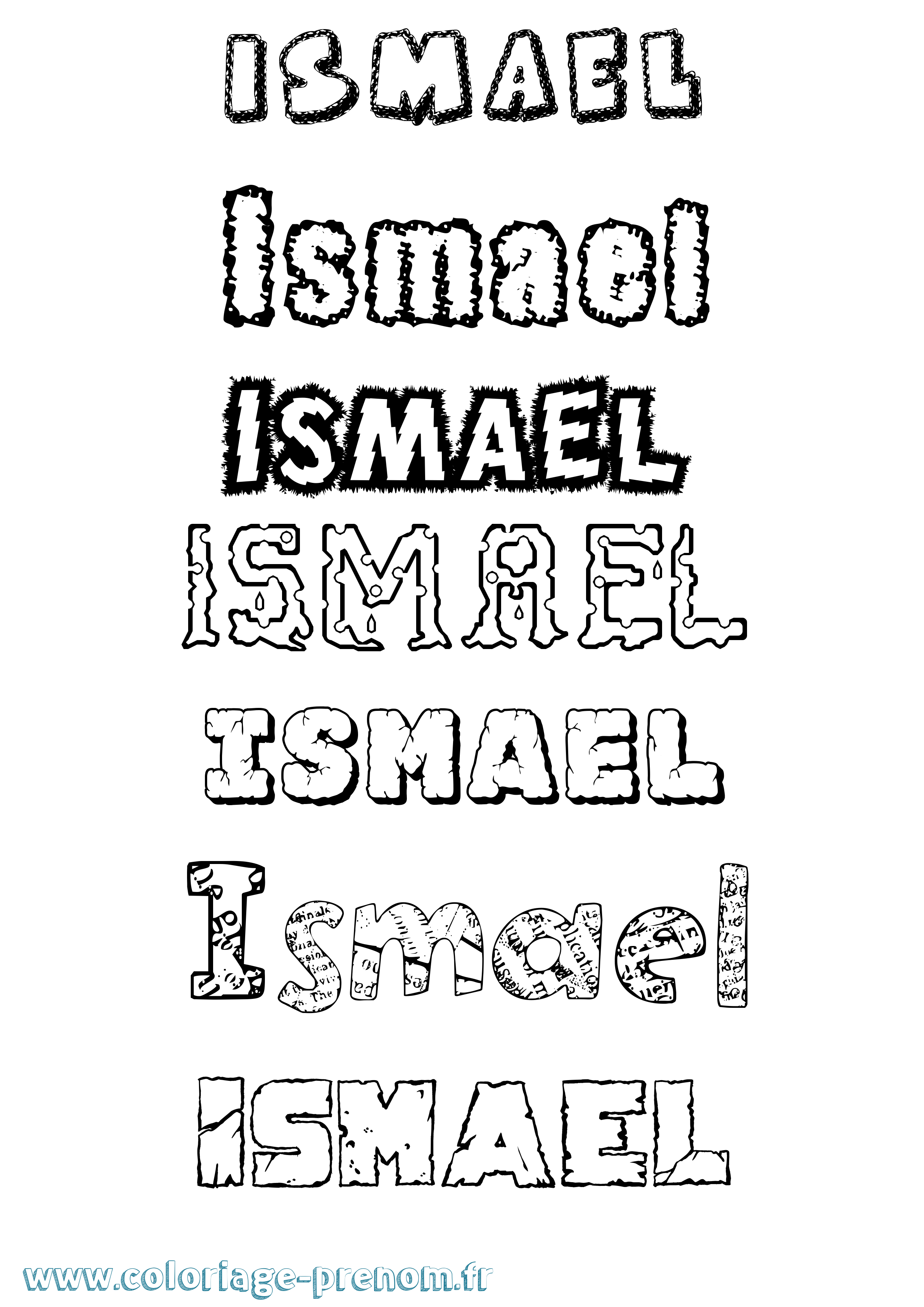 Coloriage prénom Ismael Destructuré