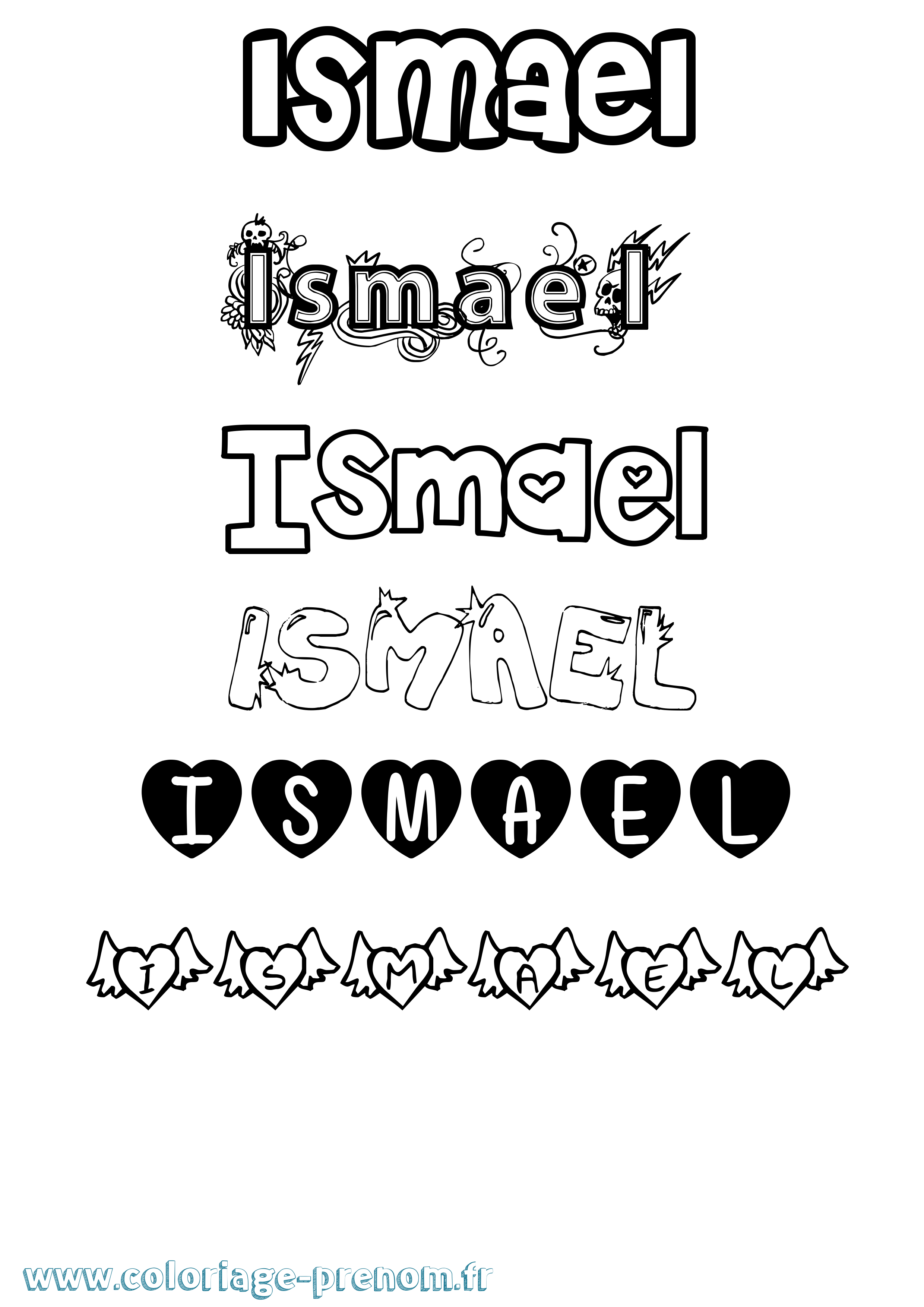 Coloriage prénom Ismael Girly
