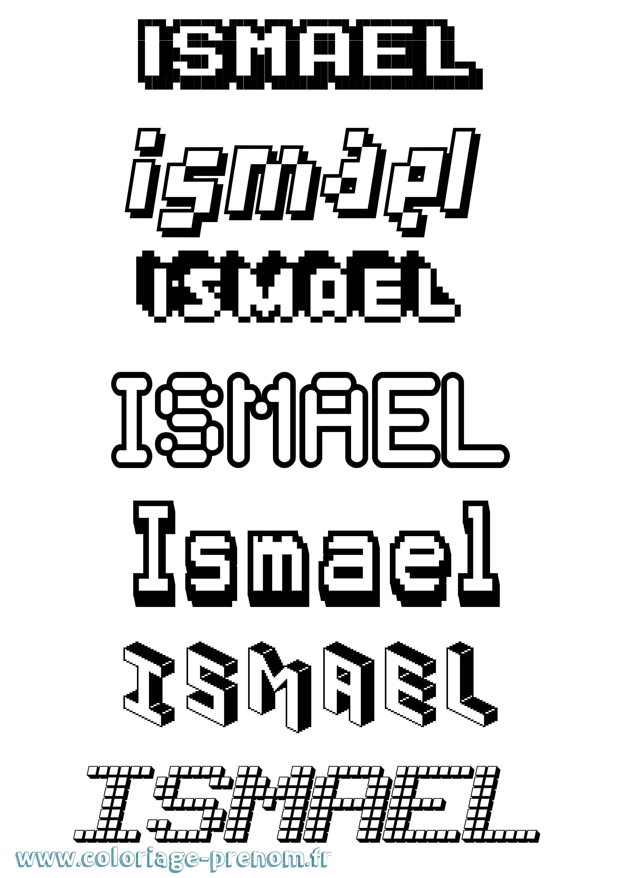 Coloriage prénom Ismael Pixel