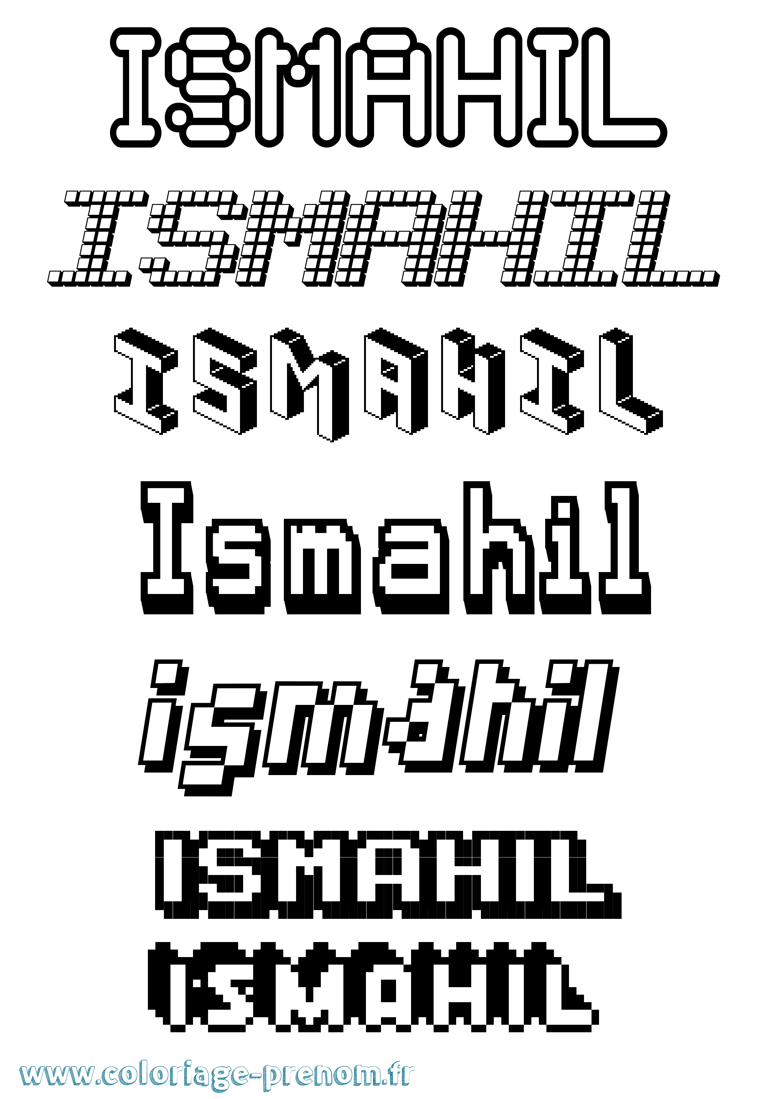 Coloriage Ismahil Pixel Coloriage prénom Ismahil Pixel