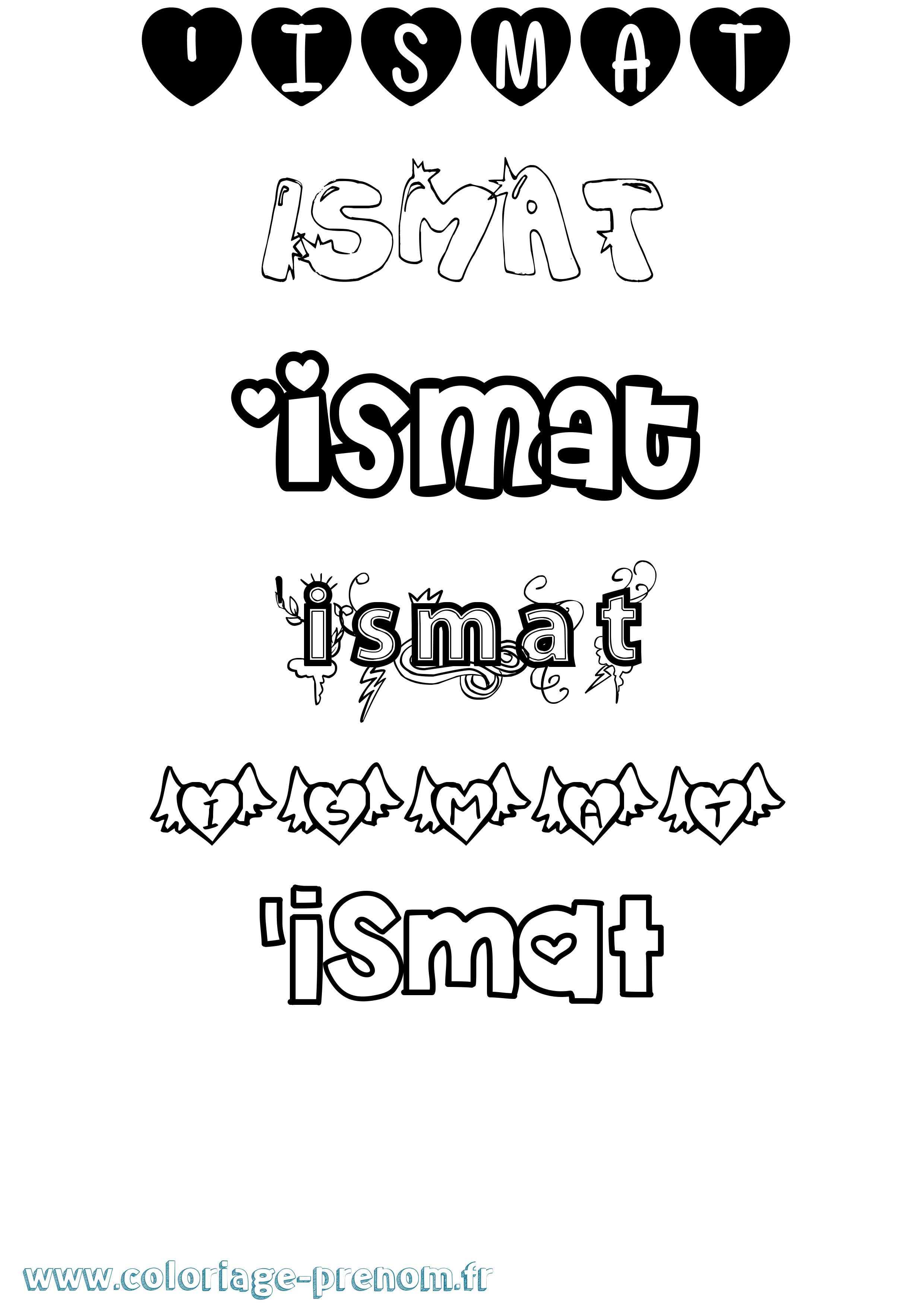 Coloriage prénom 'Ismat Girly