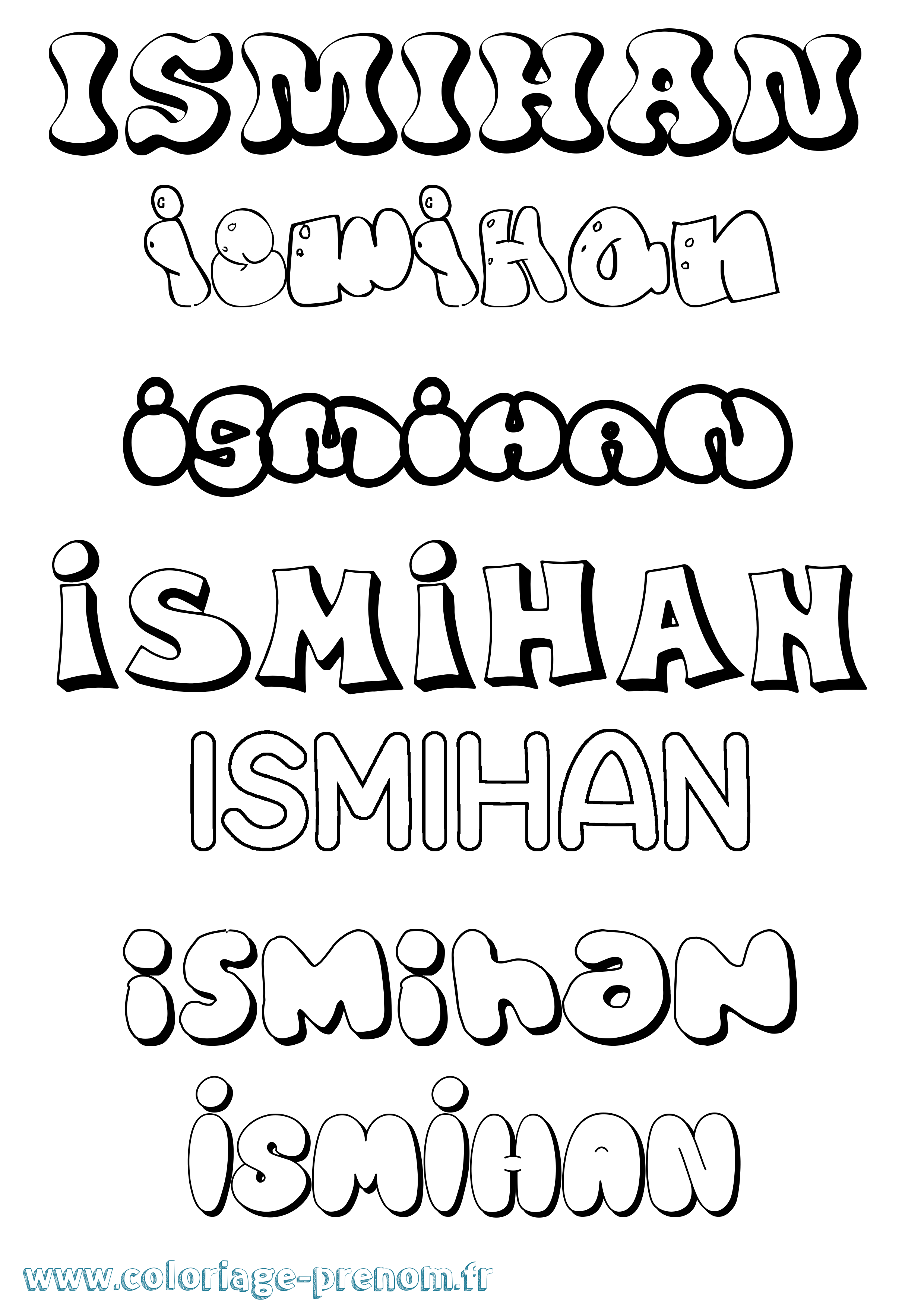 Coloriage prénom Ismihan Bubble