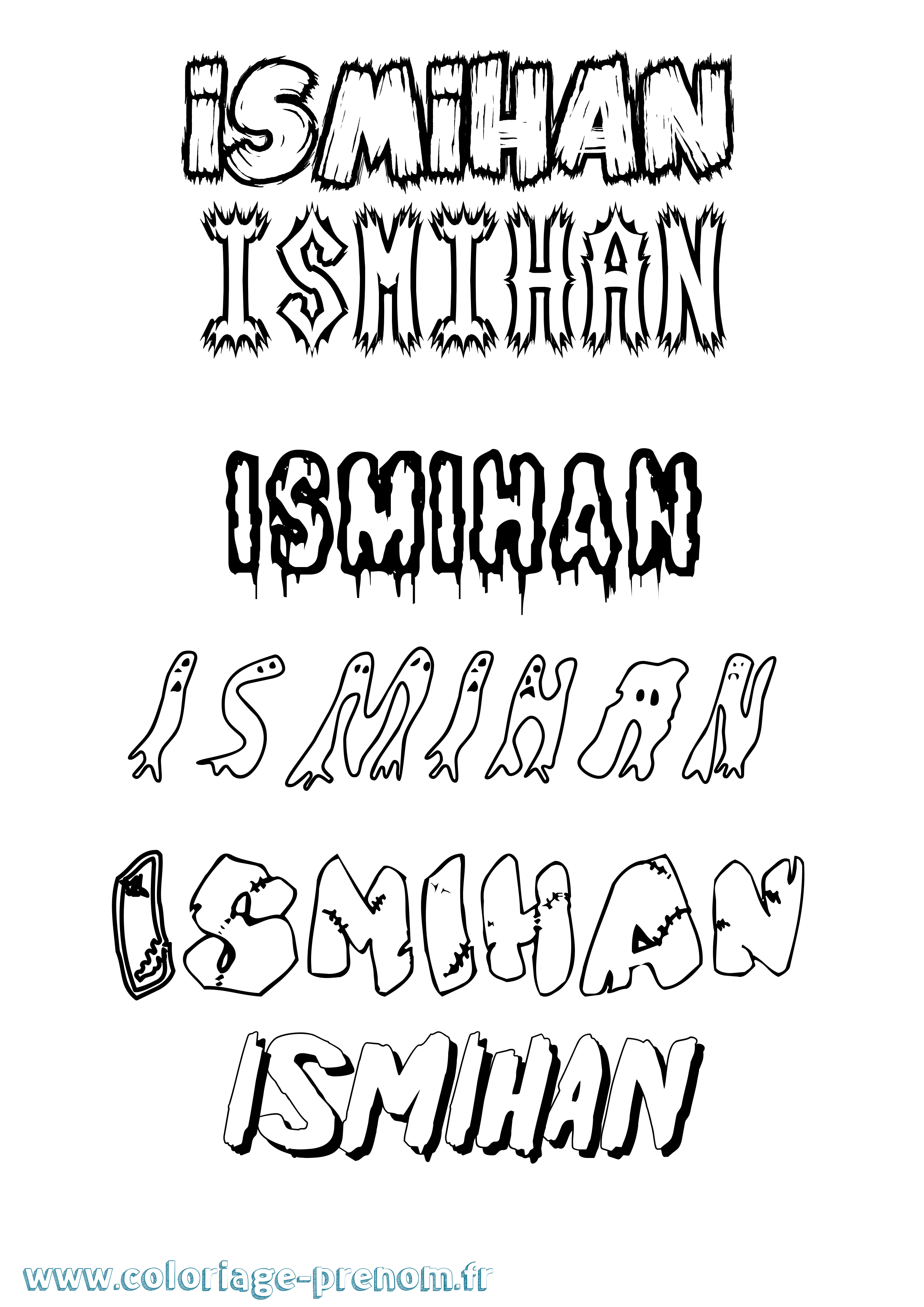 Coloriage prénom Ismihan Frisson