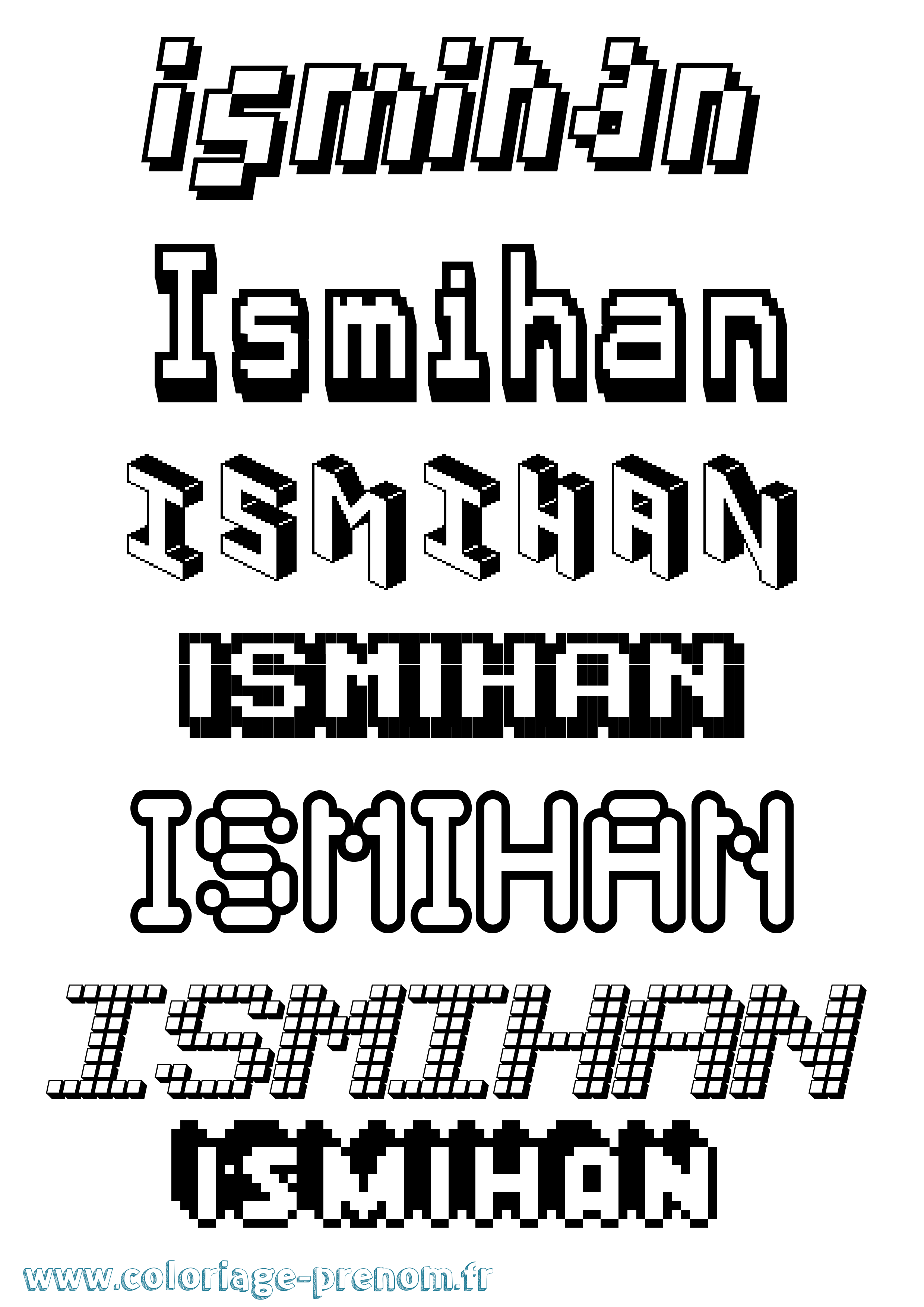 Coloriage prénom Ismihan Pixel