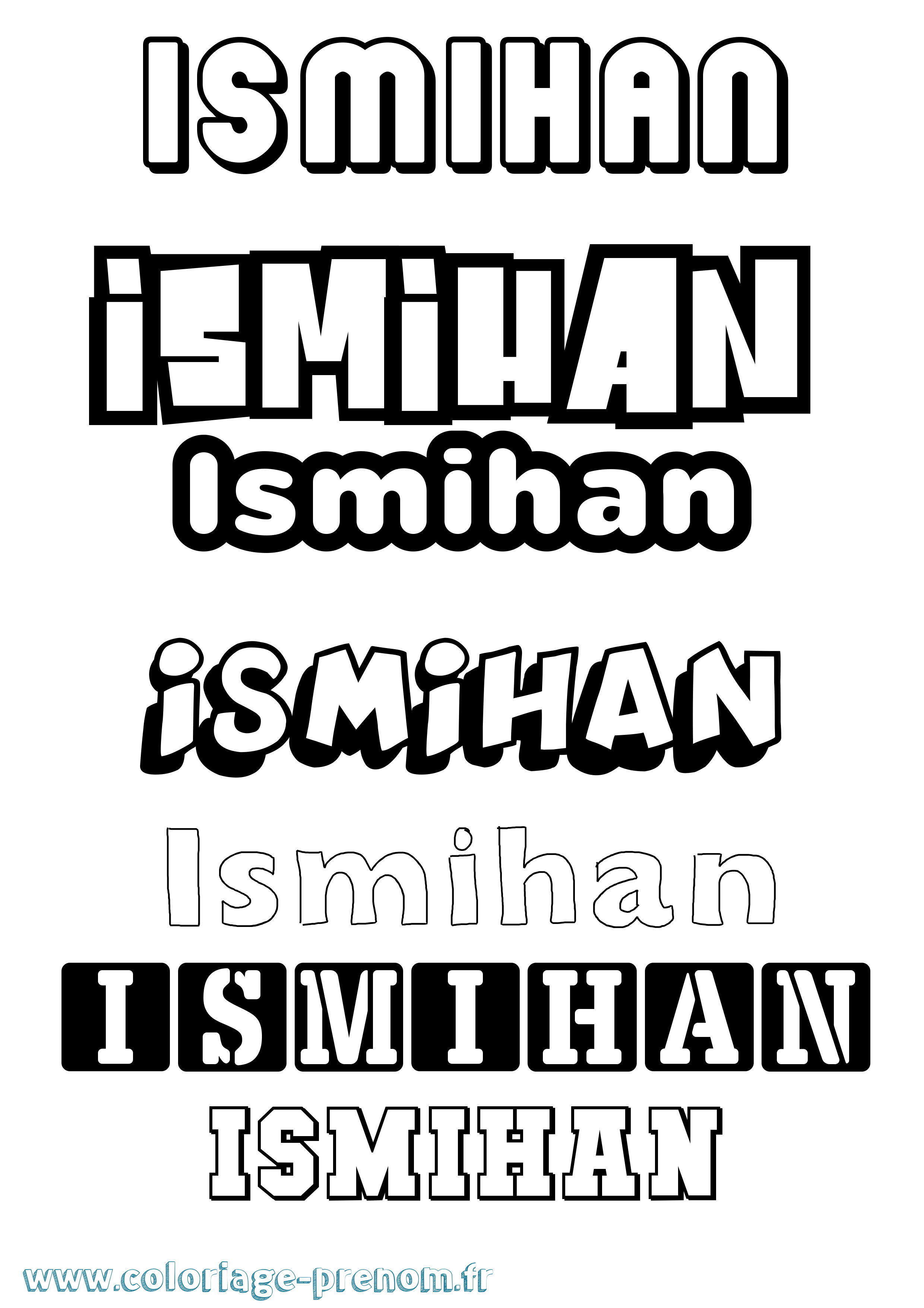 Coloriage prénom Ismihan Simple