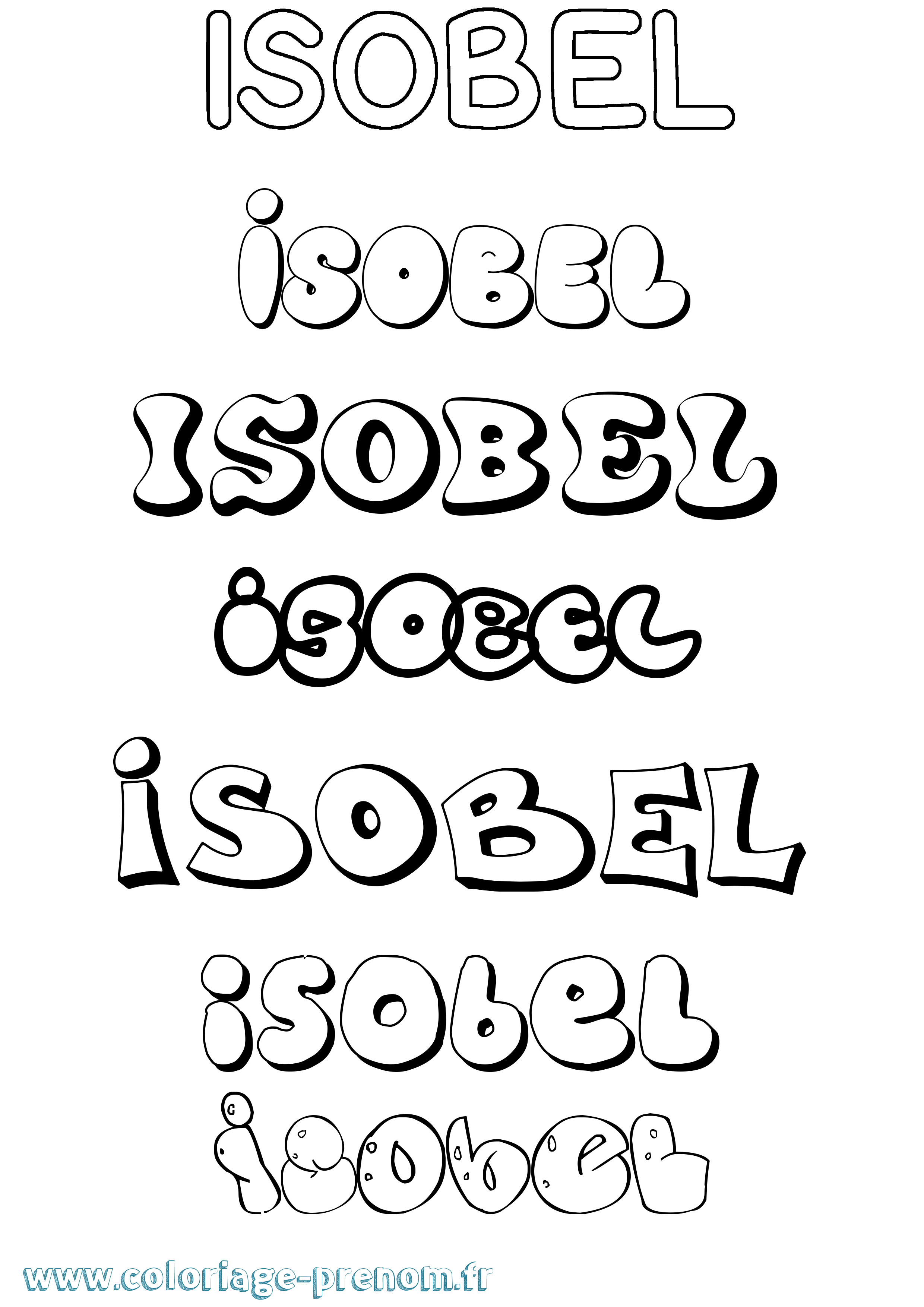 Coloriage prénom Isobel Bubble