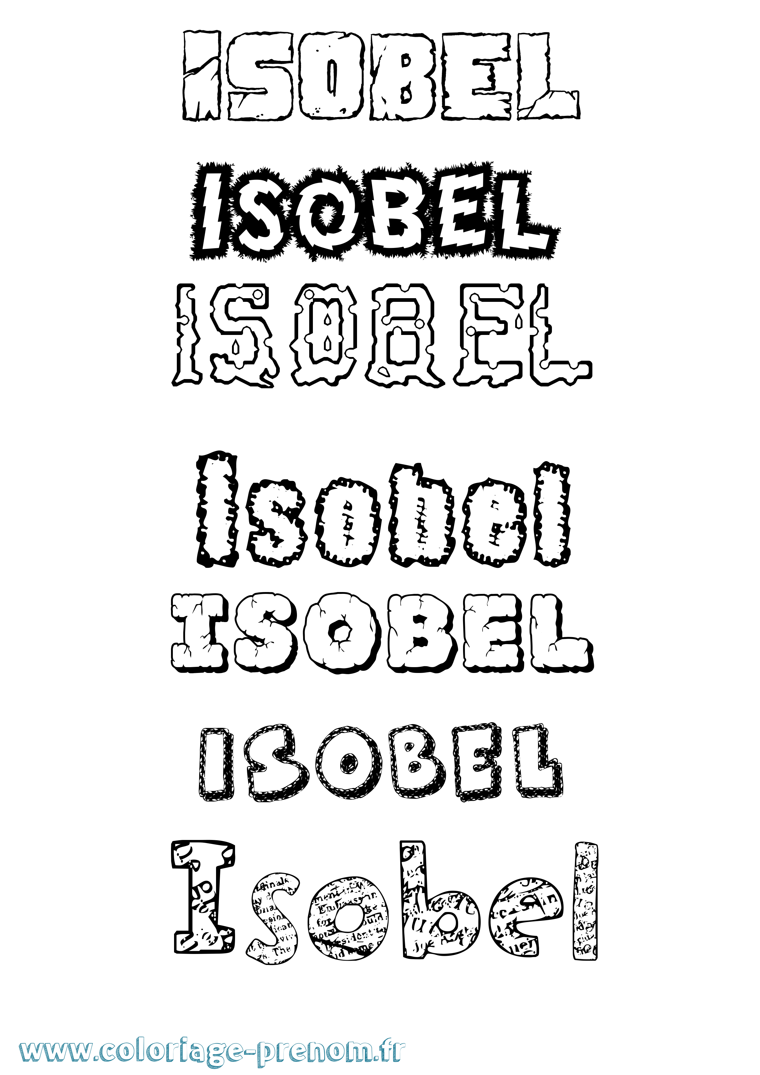 Coloriage prénom Isobel Destructuré